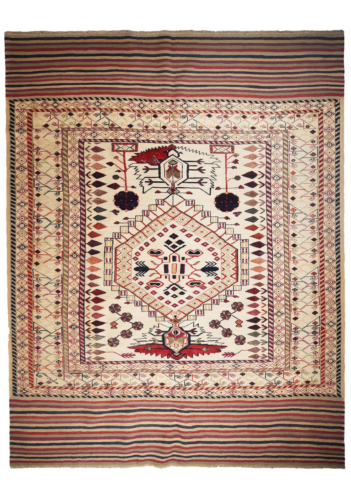 Kelim Belutch — Handmade, 217x282 cm, Beige, 100% Virgin Wool | Main view