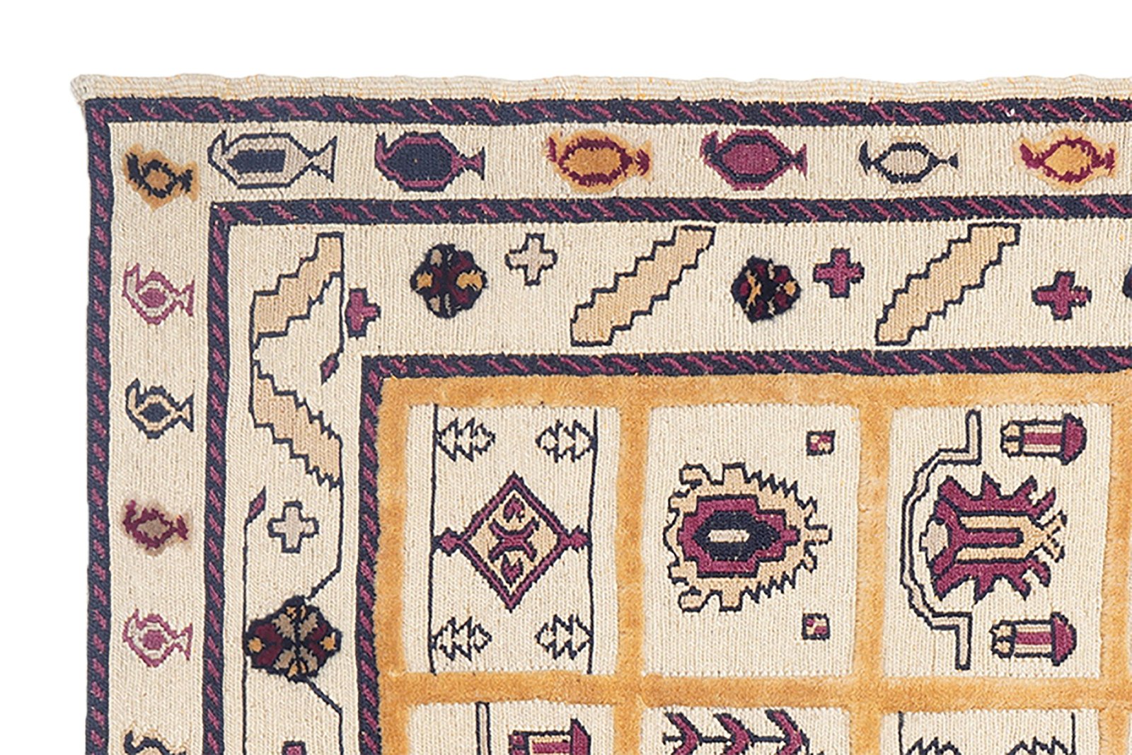 Kelim Belutch — Handmade, 146x161 cm, Beige, 100% Virgin Wool | View 3