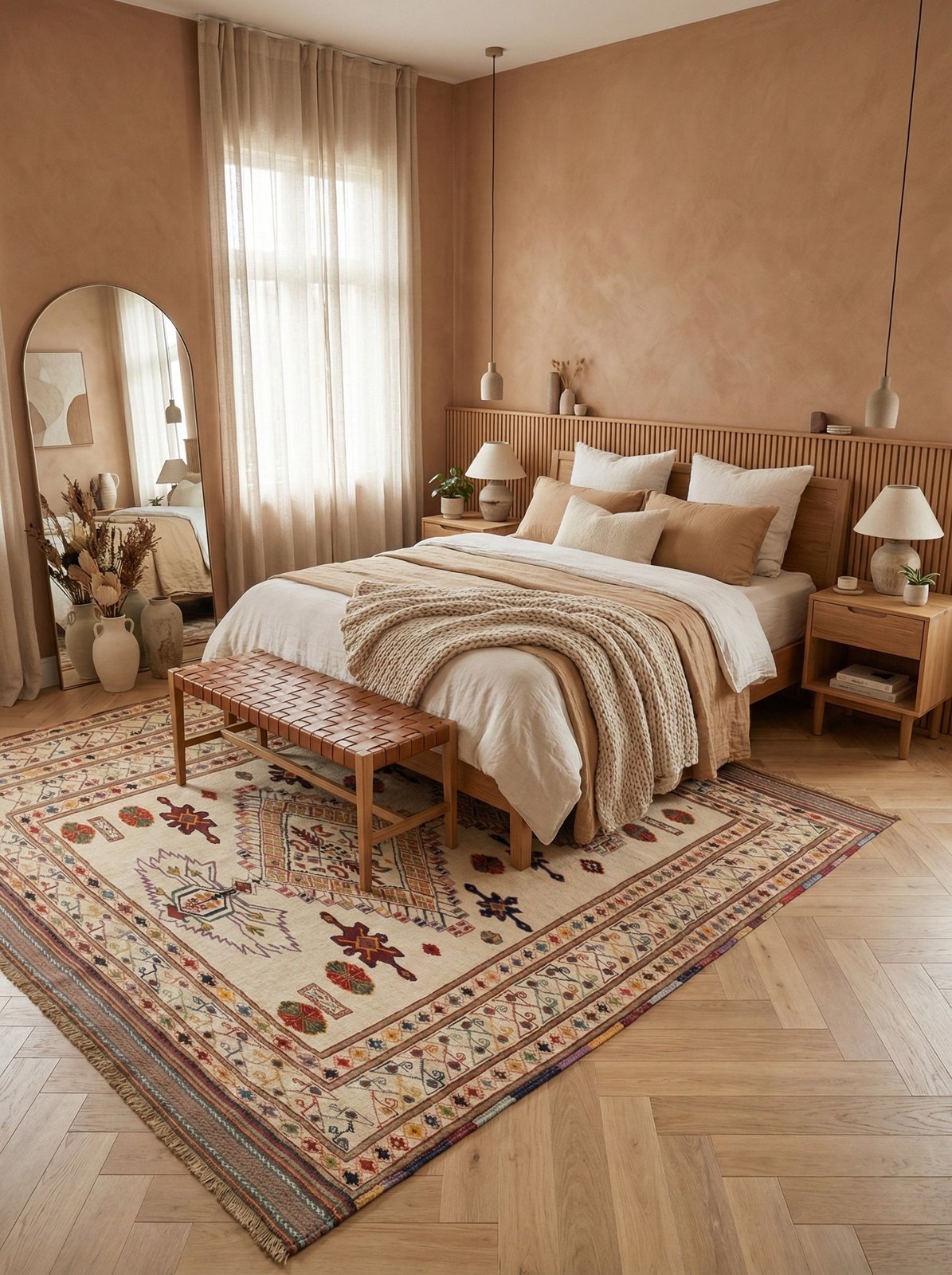 Kelim Belutch — Handmade, 210x271 cm, Beige, 100% Virgin Wool | Detail view
