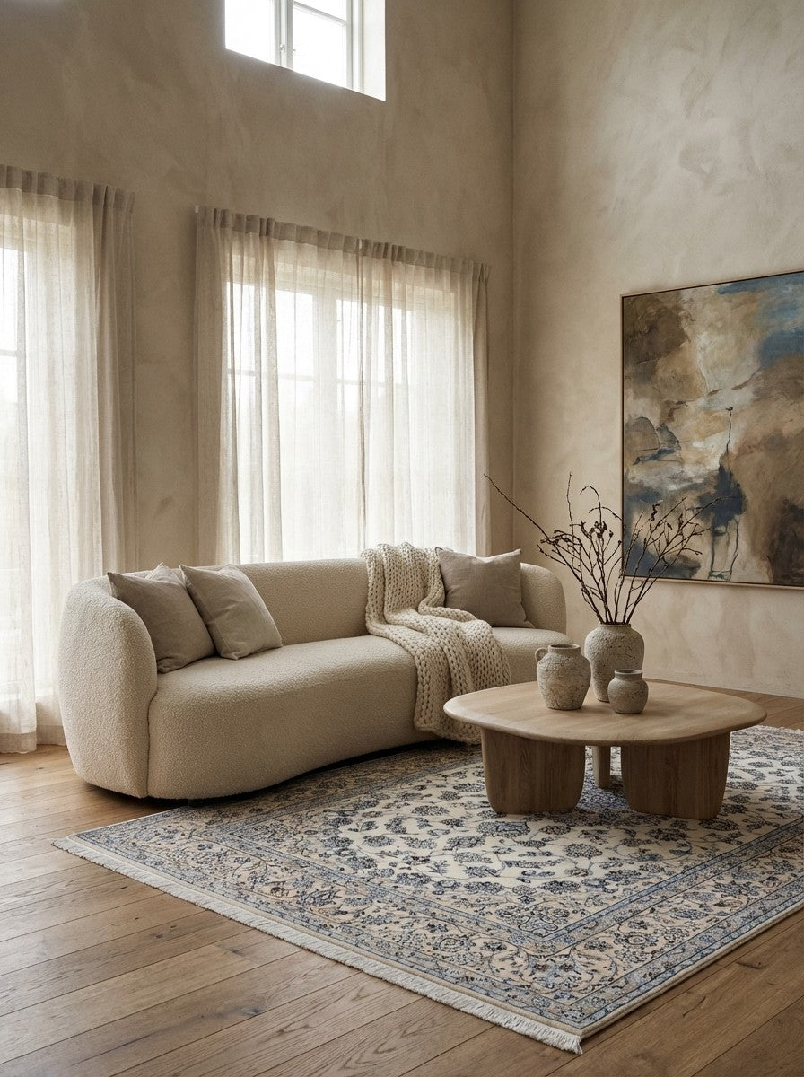 Nain 6La — Hand-knotted, 127x197 cm, Beige, 100% Virgin Wool | Detail view