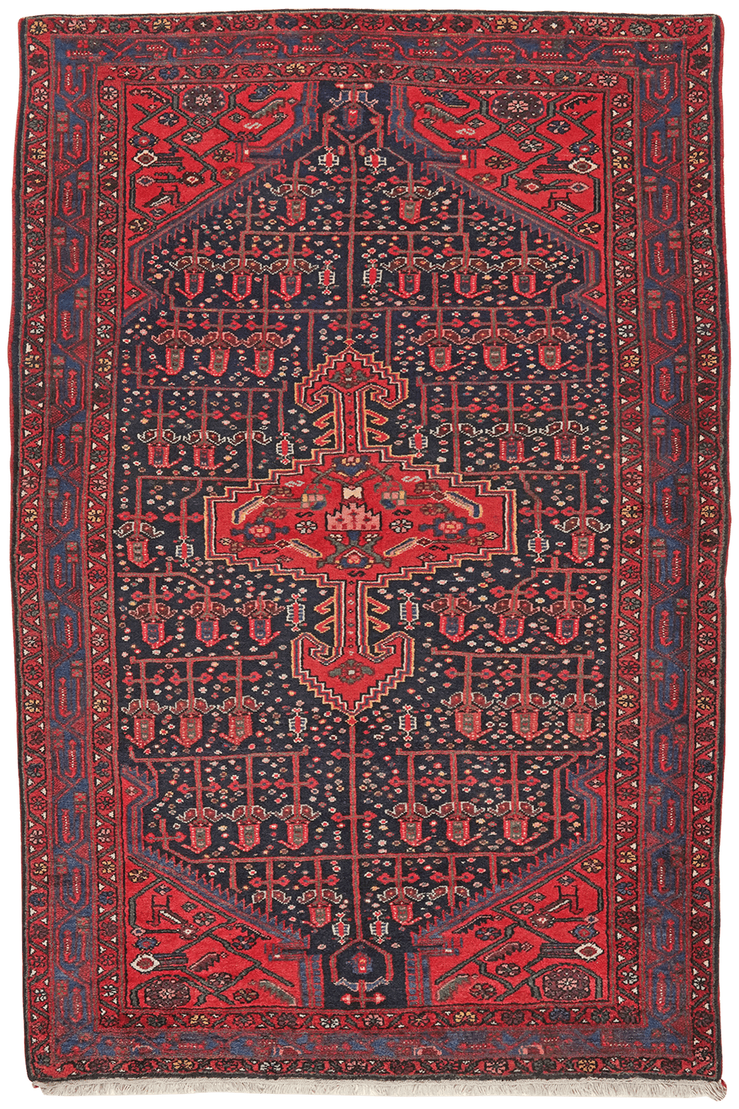 Zagheh — Hand-knotted, 141x213 cm, Blue, 100% Virgin Wool | Main view
