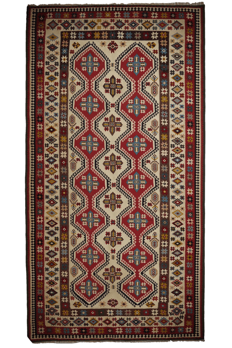 Kelim Gashgai Old — Handmade, 157x297 cm, Brown, 100% Virgin Wool | Main view