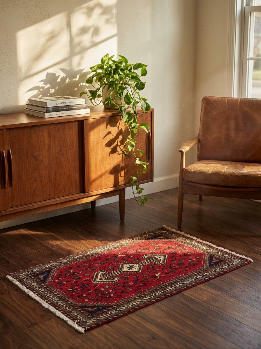 Nasrabad — Hand-knotted, 80x130 cm, Red, 100% Virgin Wool | Back view