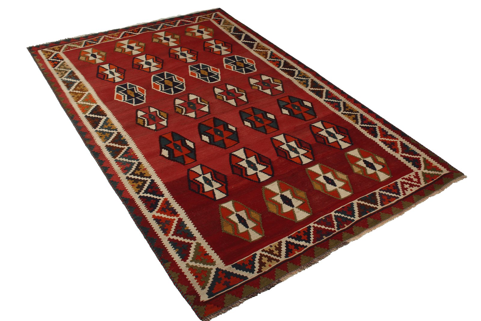 Kelim Gashgai Old — Handmade, 147x232 cm, Red, 100% Virgin Wool | View 4