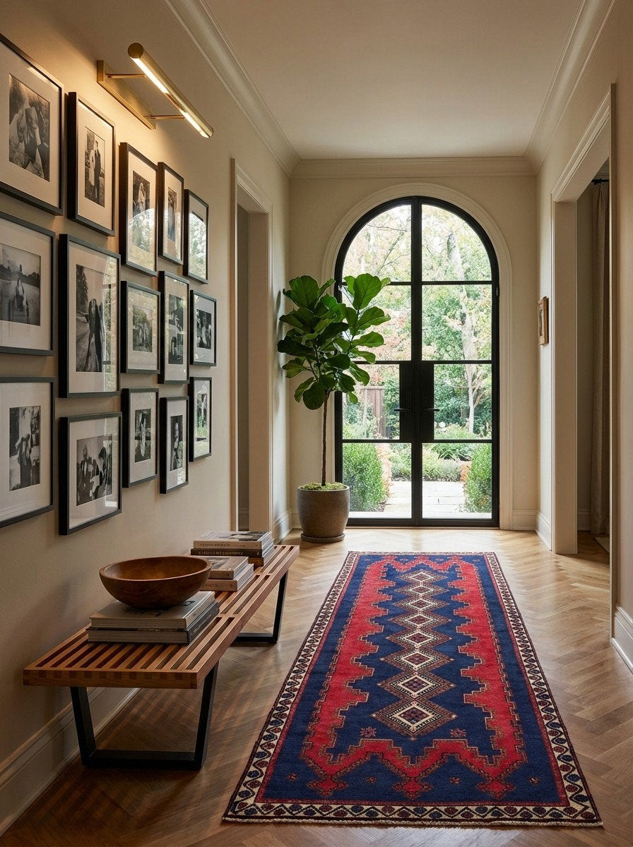 Afshar — Handgefertigt, 251x82 cm, Beige, 100% Virgin Wool | Detail view