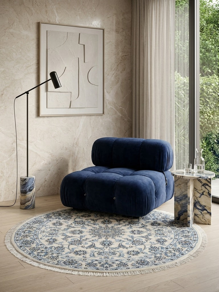 Nain — Hand-knotted, 138x138 cm, Beige, 100% Virgin Wool | Detail view