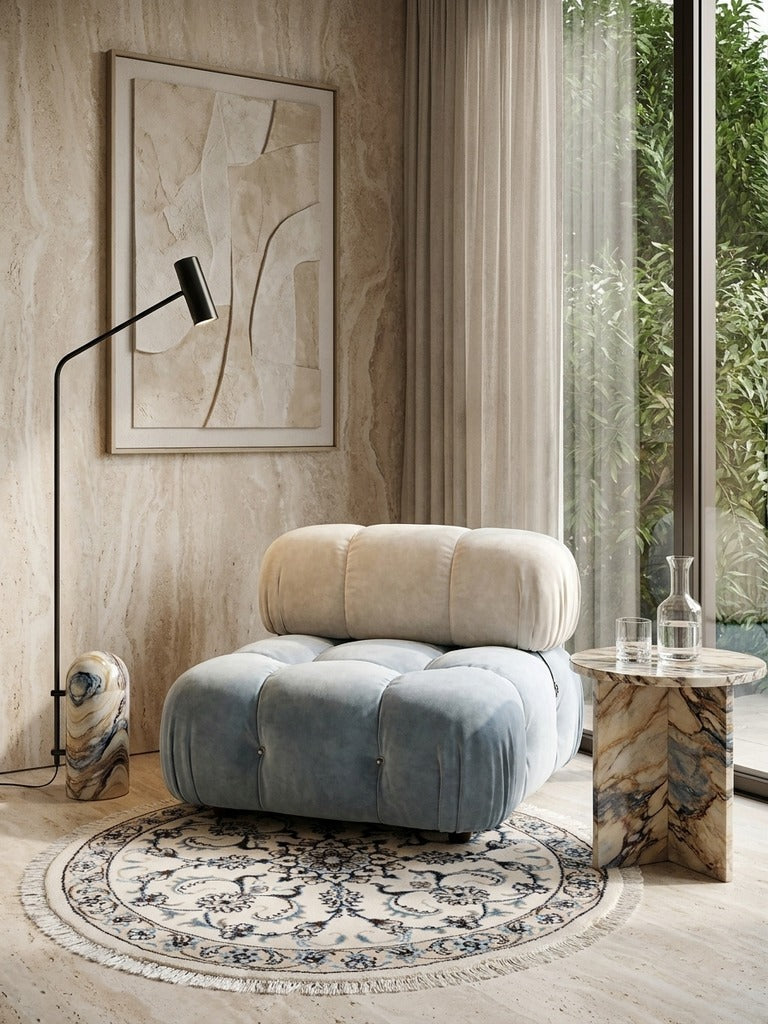 Nain — Hand-knotted, 100x100 cm, Beige, 100% Virgin Wool | Detail view