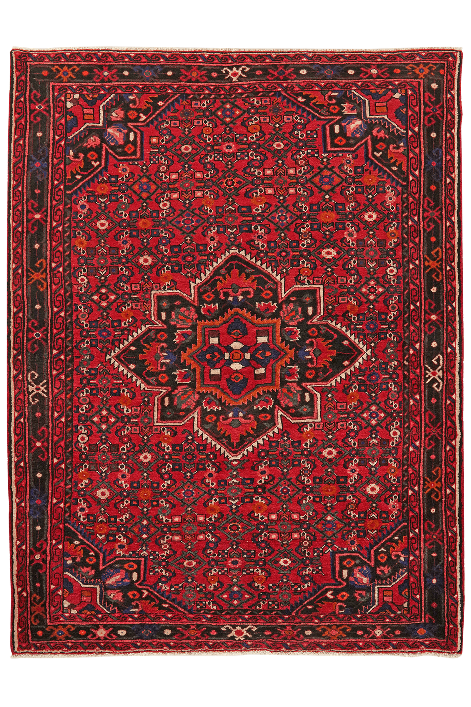 Hosseinabad — Hand-knotted, 169x223 cm, Red, 100% Virgin Wool | Main view