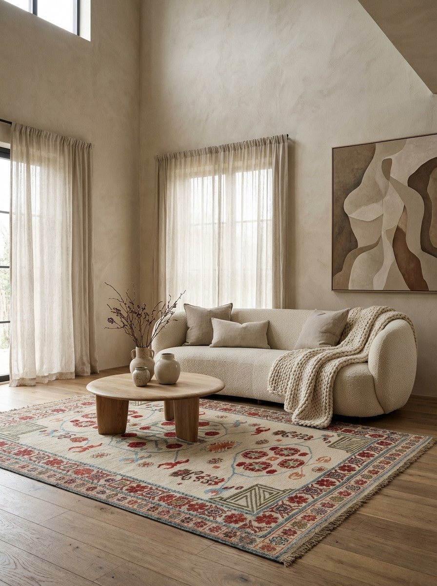 Kelim Belutch — Handmade, 143x180 cm, Beige, 100% Virgin Wool | Detail view