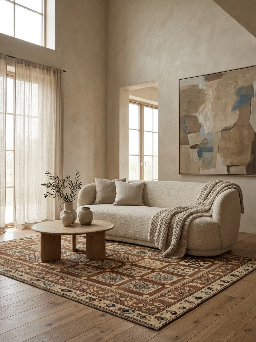 Kelim Belutch — Handmade, 133x174 cm, Brown, 100% Virgin Wool | Detail view