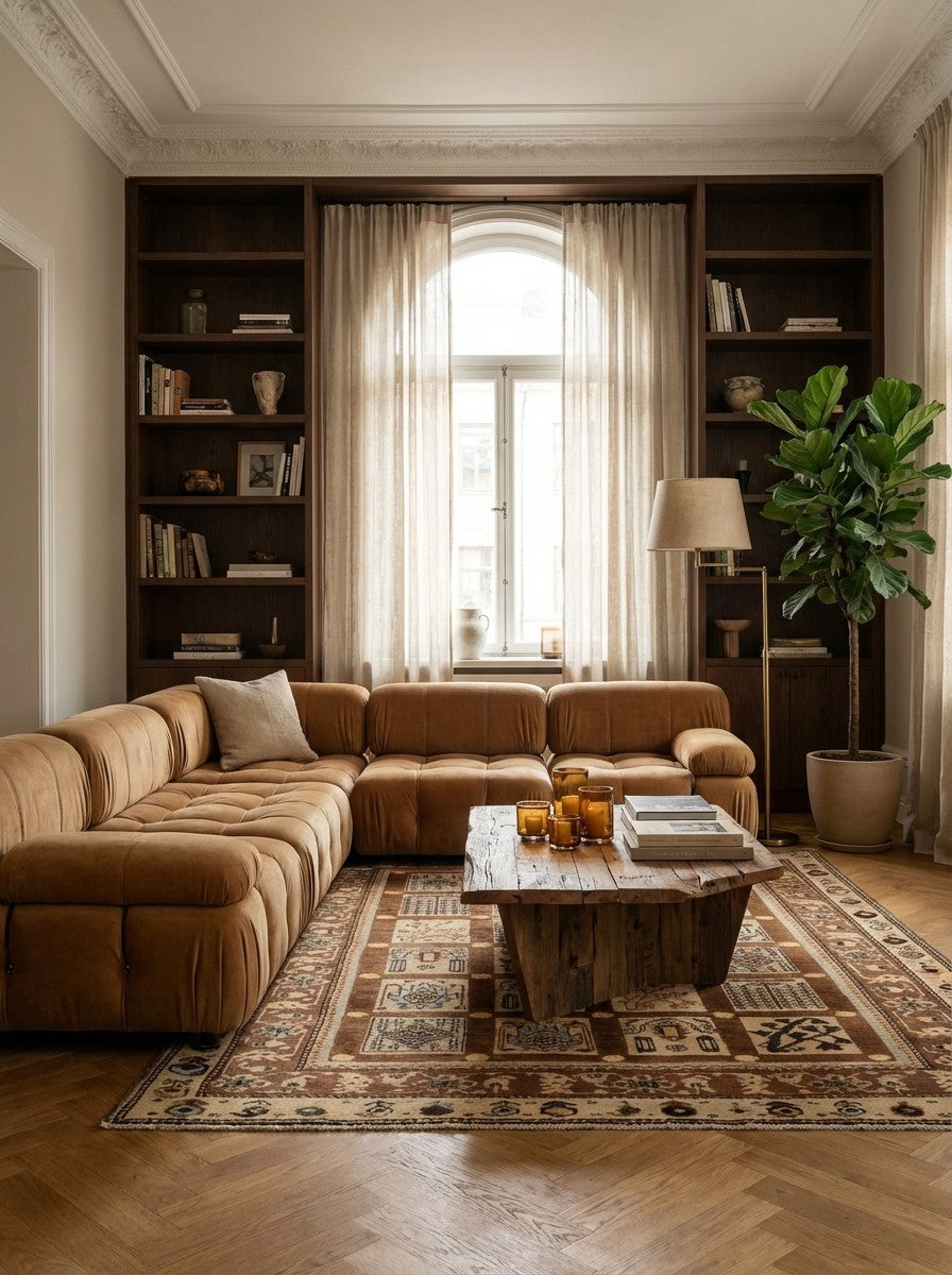Kelim Belutch — Handmade, 133x174 cm, Brown, 100% Virgin Wool | Back view