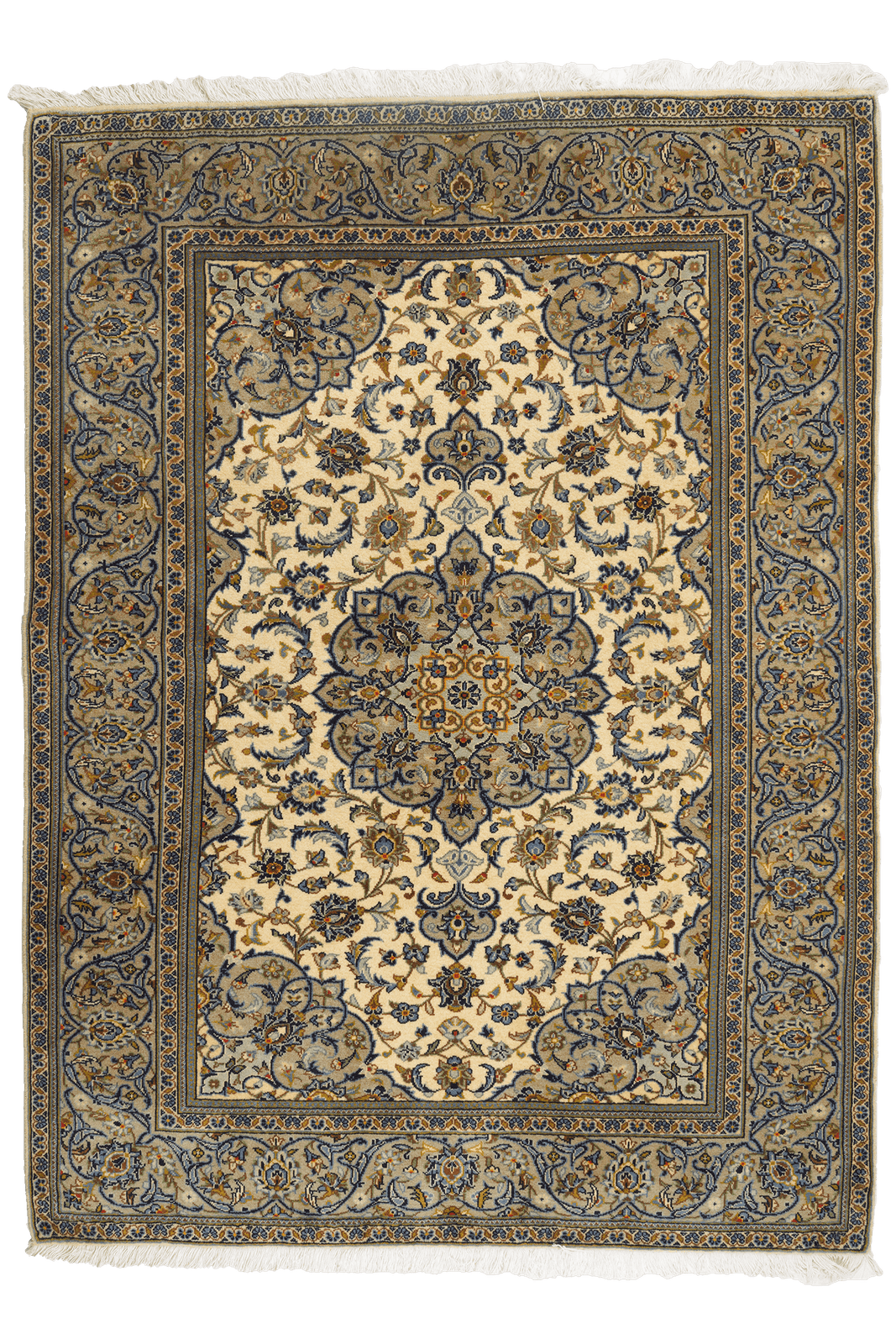 Kashan — Hand-knotted, 143x193 cm, Beige, 100% Virgin Wool | Main view