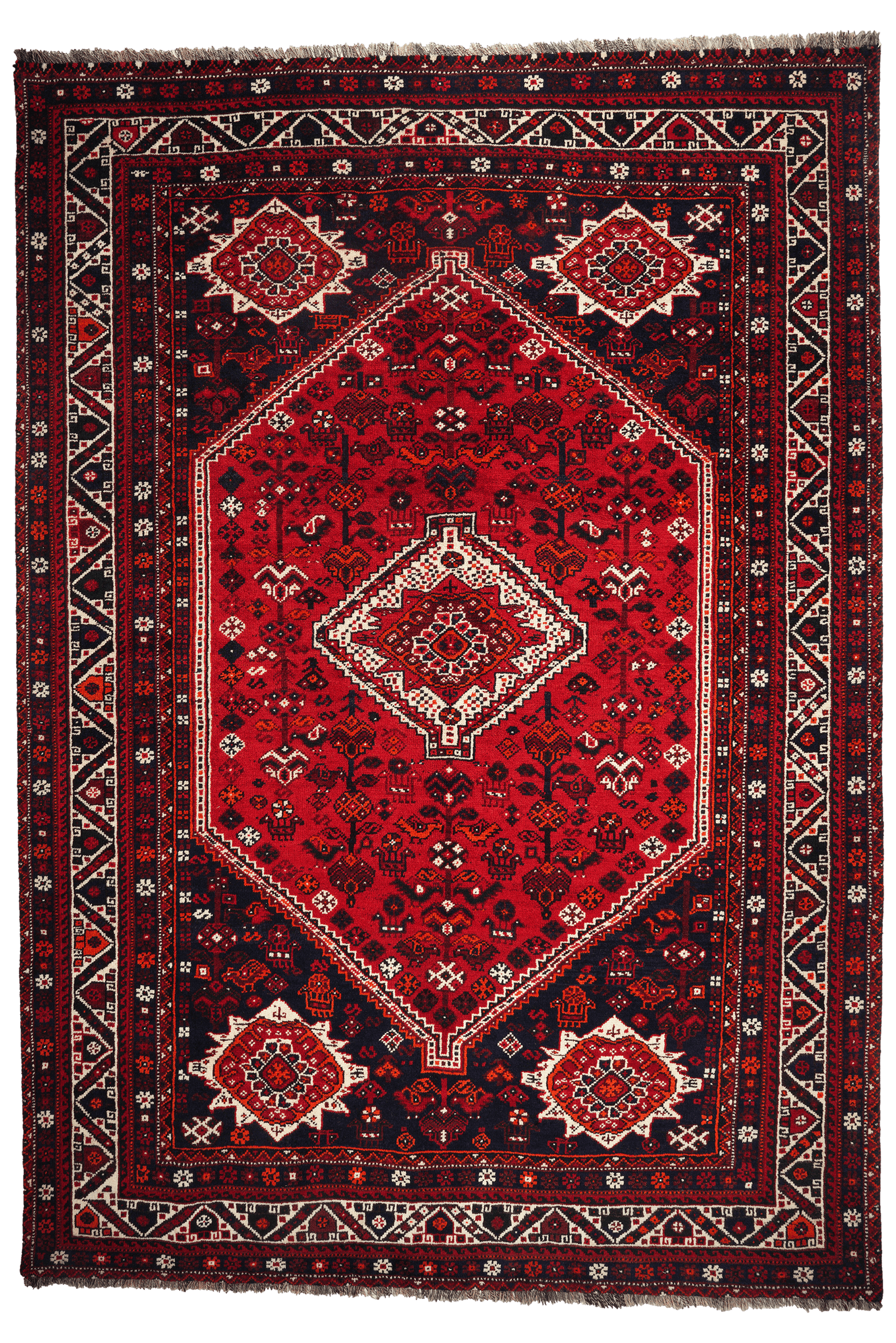 Gashgai — Hand-knotted, 205x294 cm, Red, 100% Virgin Wool | Main view