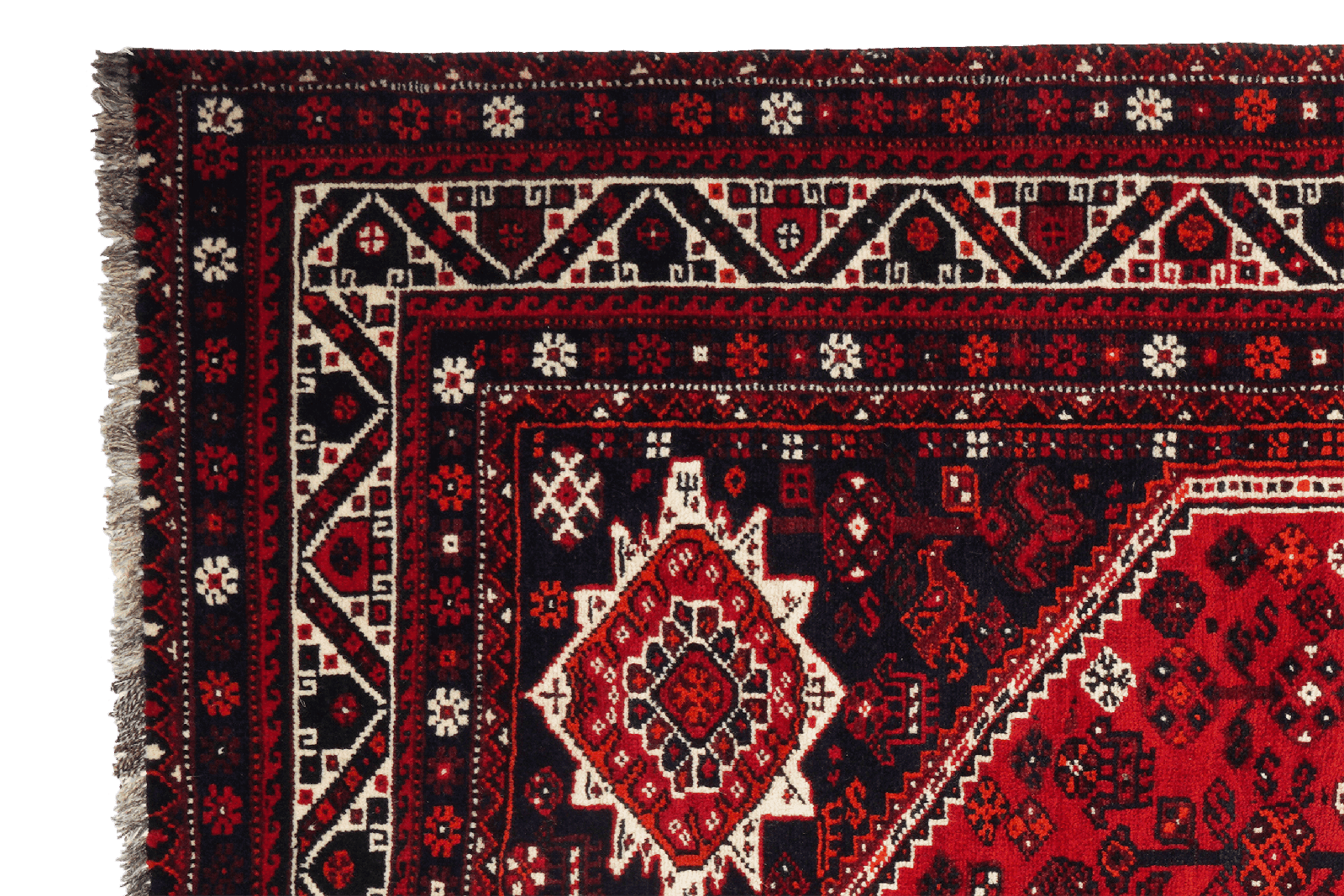 Gashgai — Hand-knotted, 205x294 cm, Red, 100% Virgin Wool | View 3