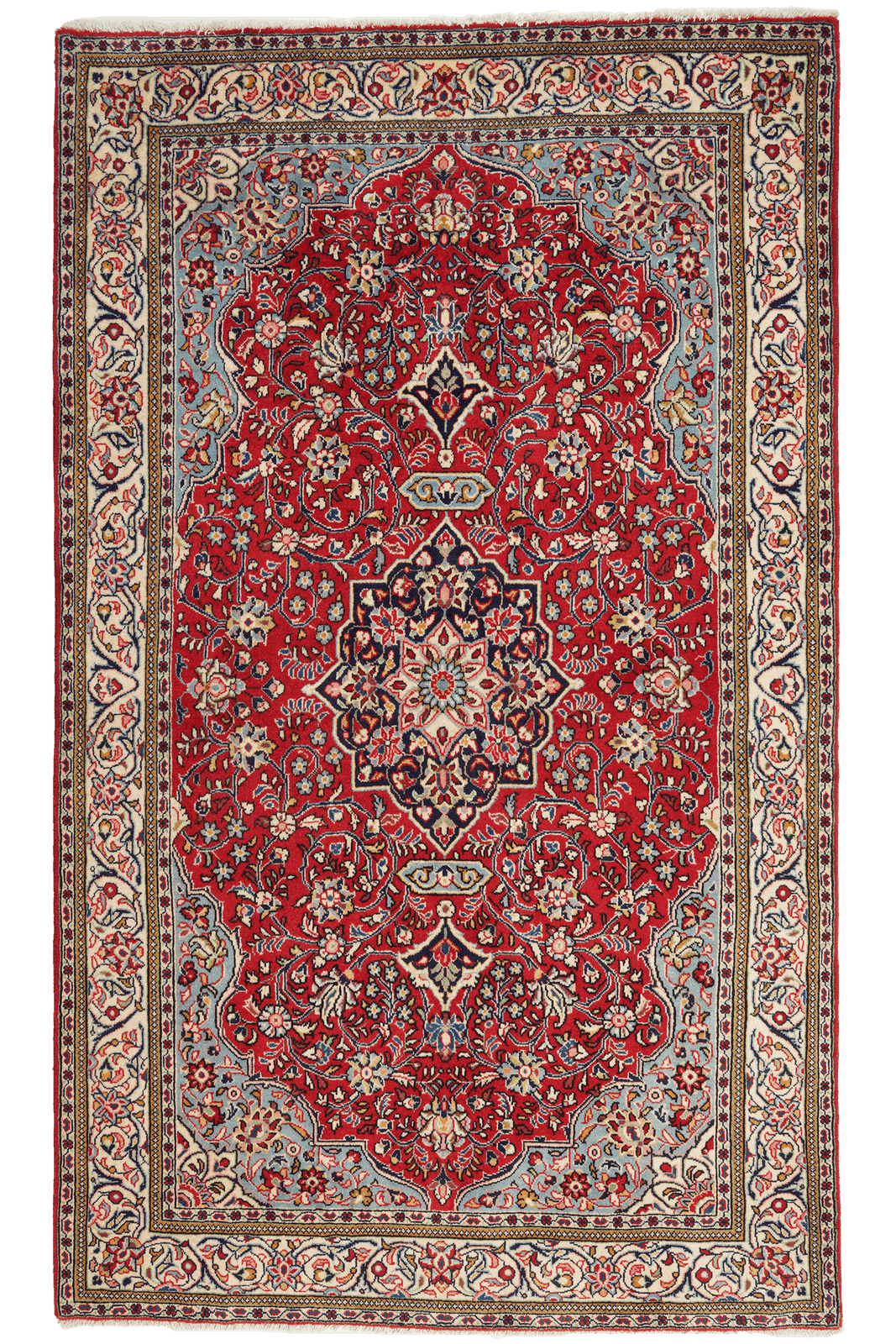 Sarough — Hand-knotted, 129x215 cm, Red, 100% Virgin Wool | Main view