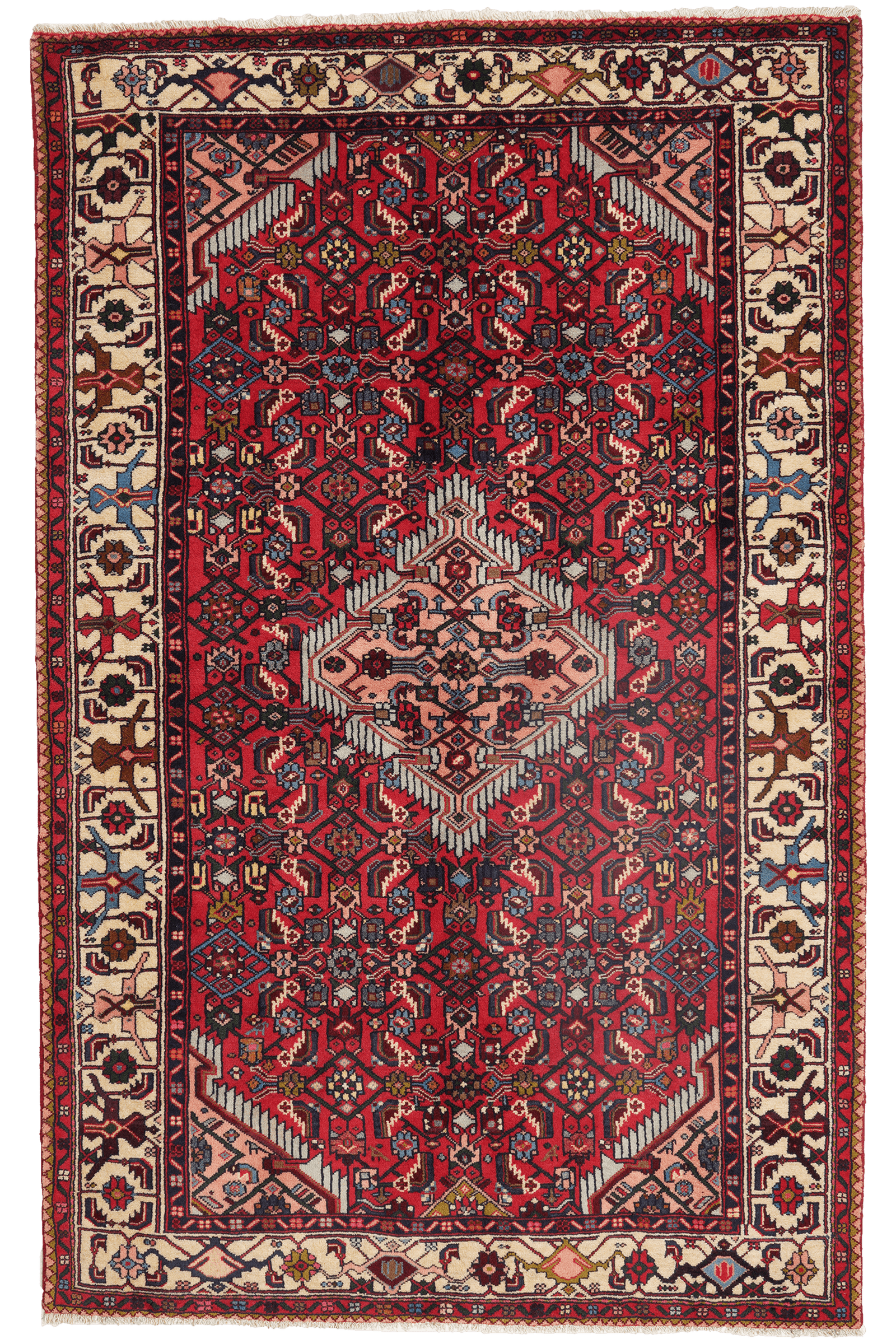 Assadabad — Hand-knotted, 128x202 cm, Red, 100% Virgin Wool | Main view