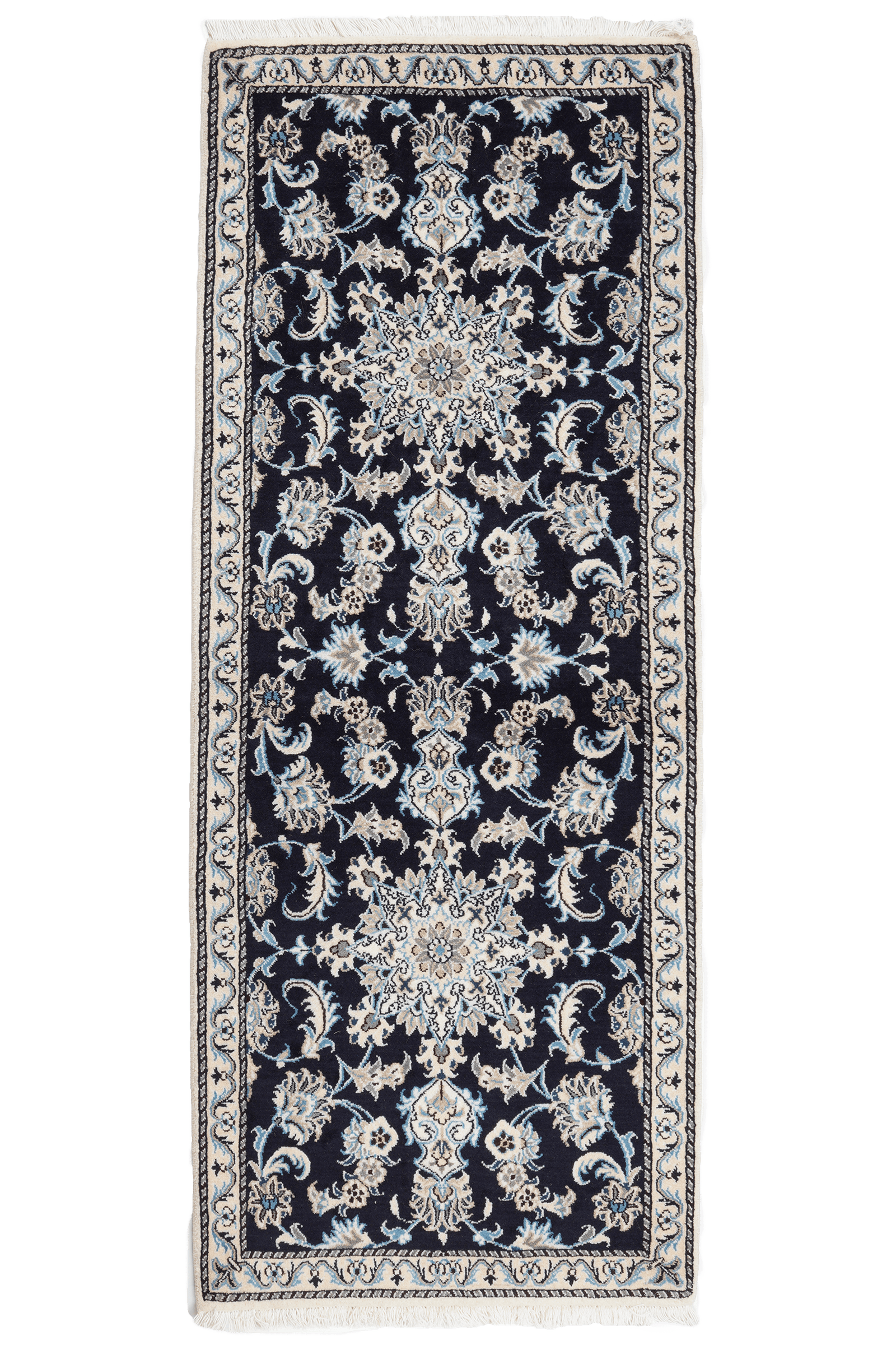 Nain 12La — Hand-knotted, 78x197 cm, Blue, 100% Virgin Wool | Main view