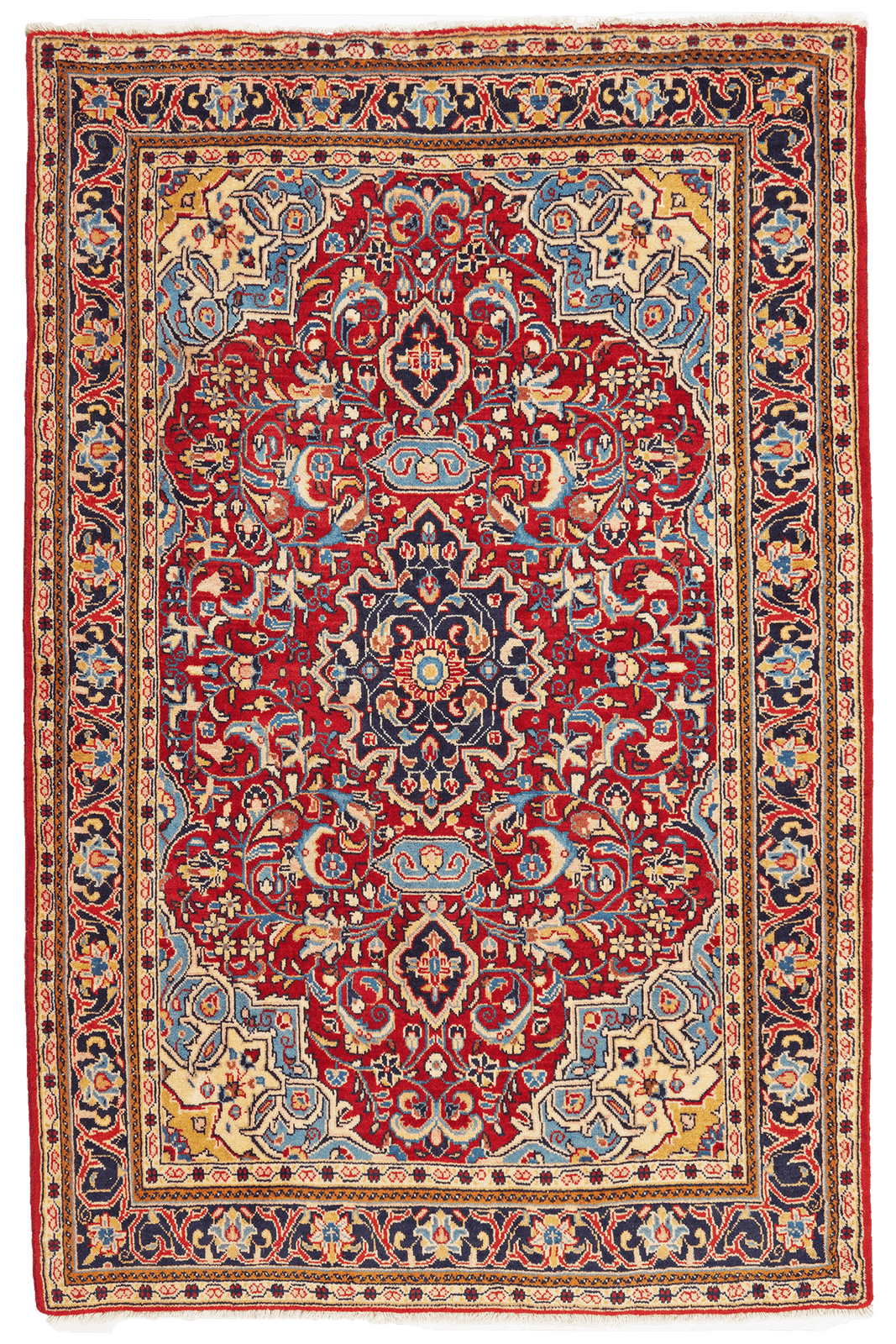 Sarough — Hand-knotted, 107x163 cm, Red, 100% Virgin Wool | Main view