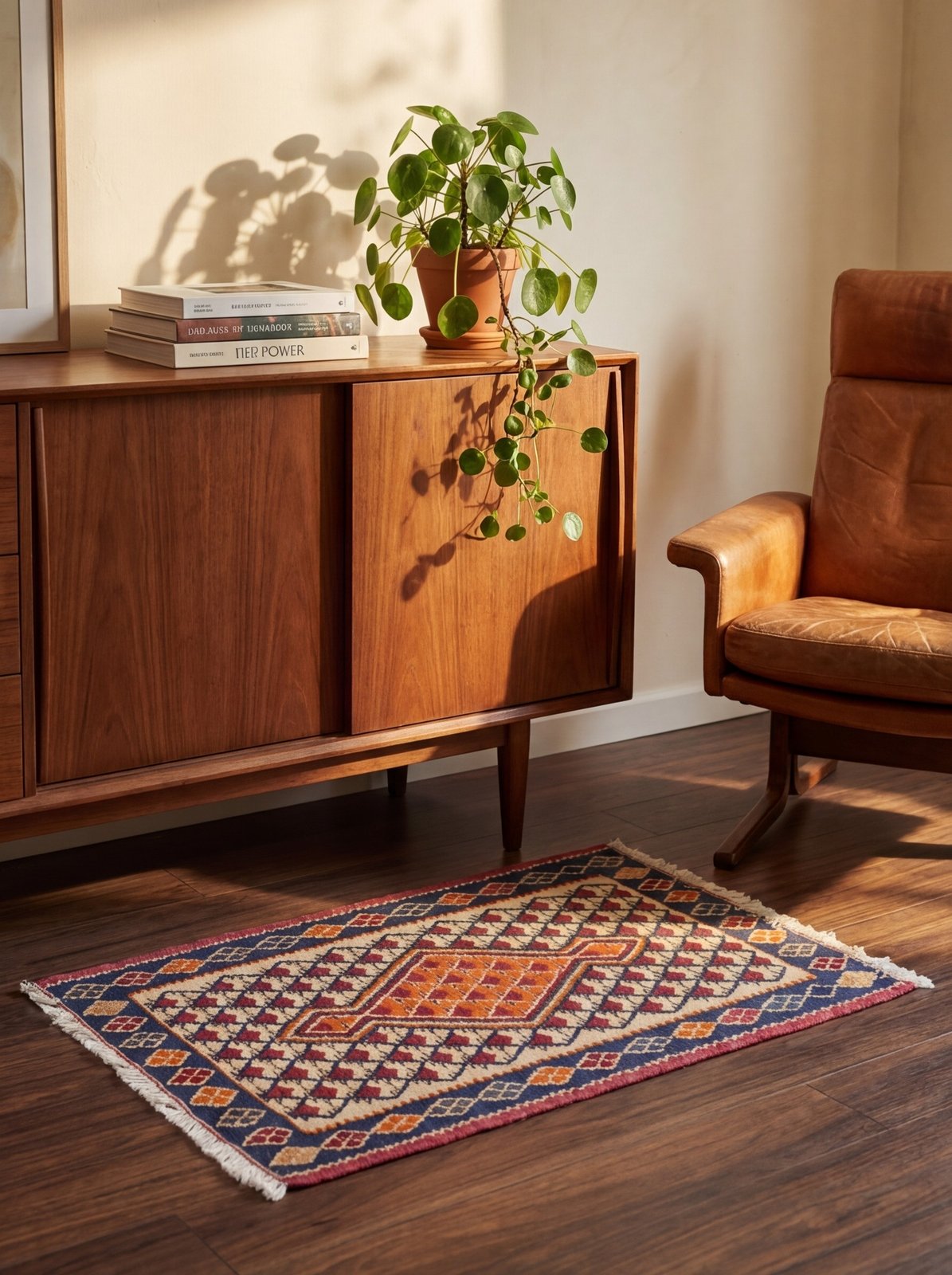 Kelim Senneh — Handmade, 60x90 cm, Beige, 100% Virgin Wool | Back view