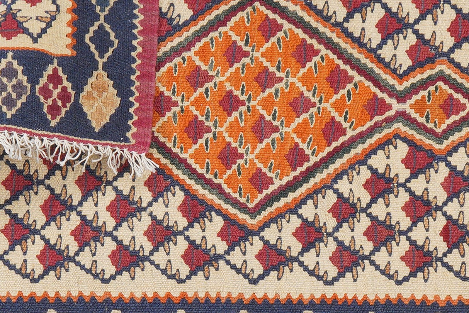 Kelim Senneh — Handmade, 60x90 cm, Beige, 100% Virgin Wool | View 7