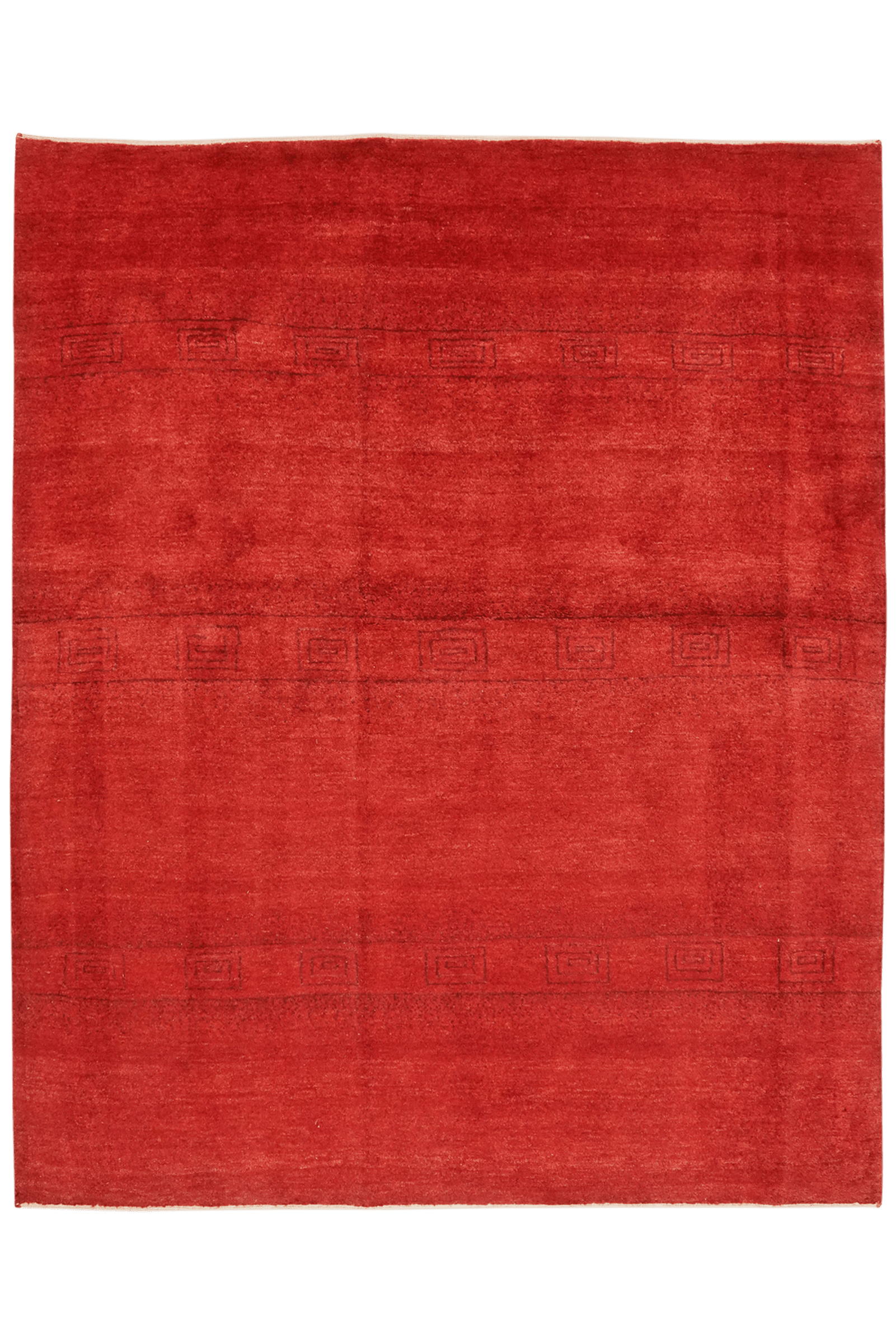Rizbaf — Hand-knotted, 155x189 cm, Red, 100% Virgin Wool | Main view