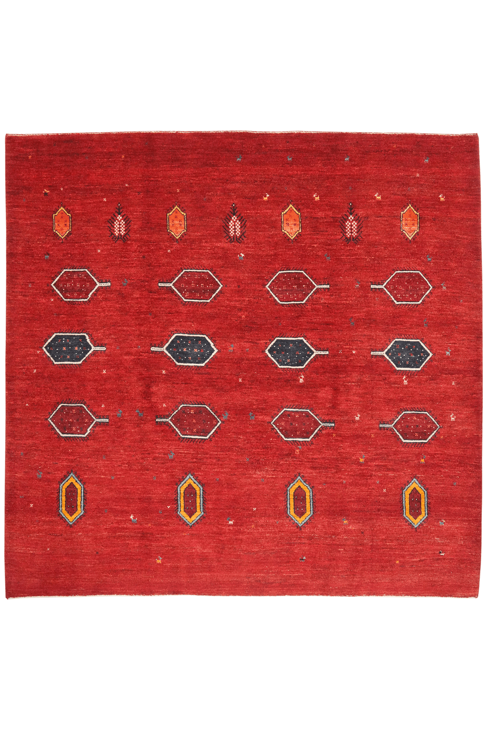 Rizbaf — Hand-knotted, 201x197 cm, Red, 100% Virgin Wool | Main view