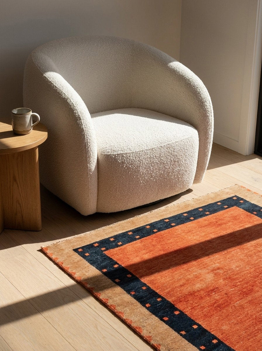 Rizbaf — Handgefertigt, 160x125 cm, Beige, 100% Virgin Wool | Detail view