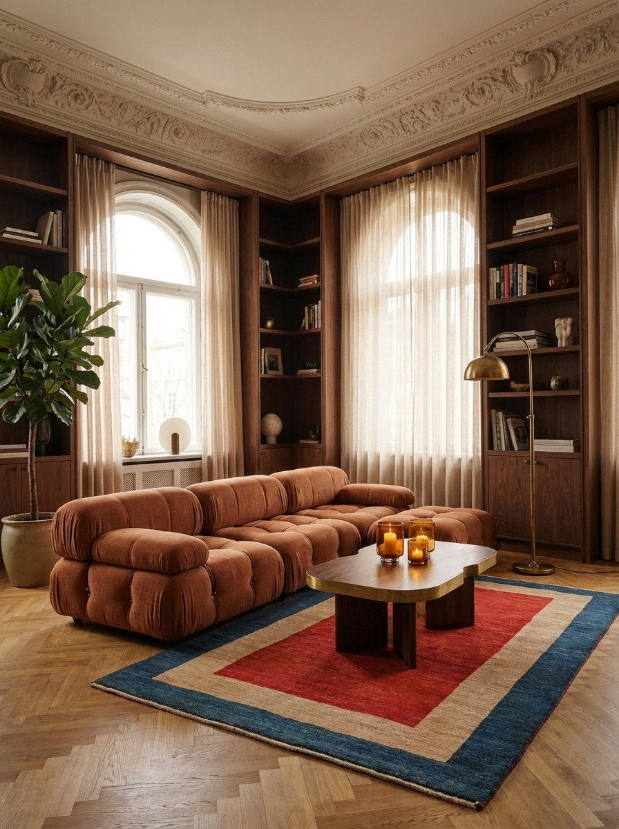 Rizbaf — Handgefertigt, 212x103 cm, Blau, 100% Virgin Wool | Back view