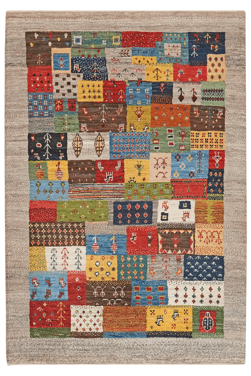 Rizbaf — Hand-knotted, 101x149 cm, Multicolor, 100% Virgin Wool | Main view