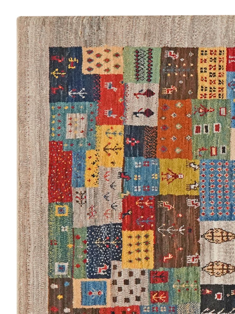 Rizbaf — Hand-knotted, 101x149 cm, Multicolor, 100% Virgin Wool | View 3