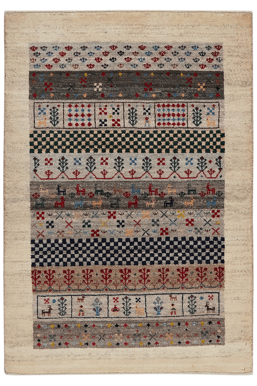 Rizbaf — Hand-knotted, 83x125 cm, Beige, 100% Virgin Wool | Main view