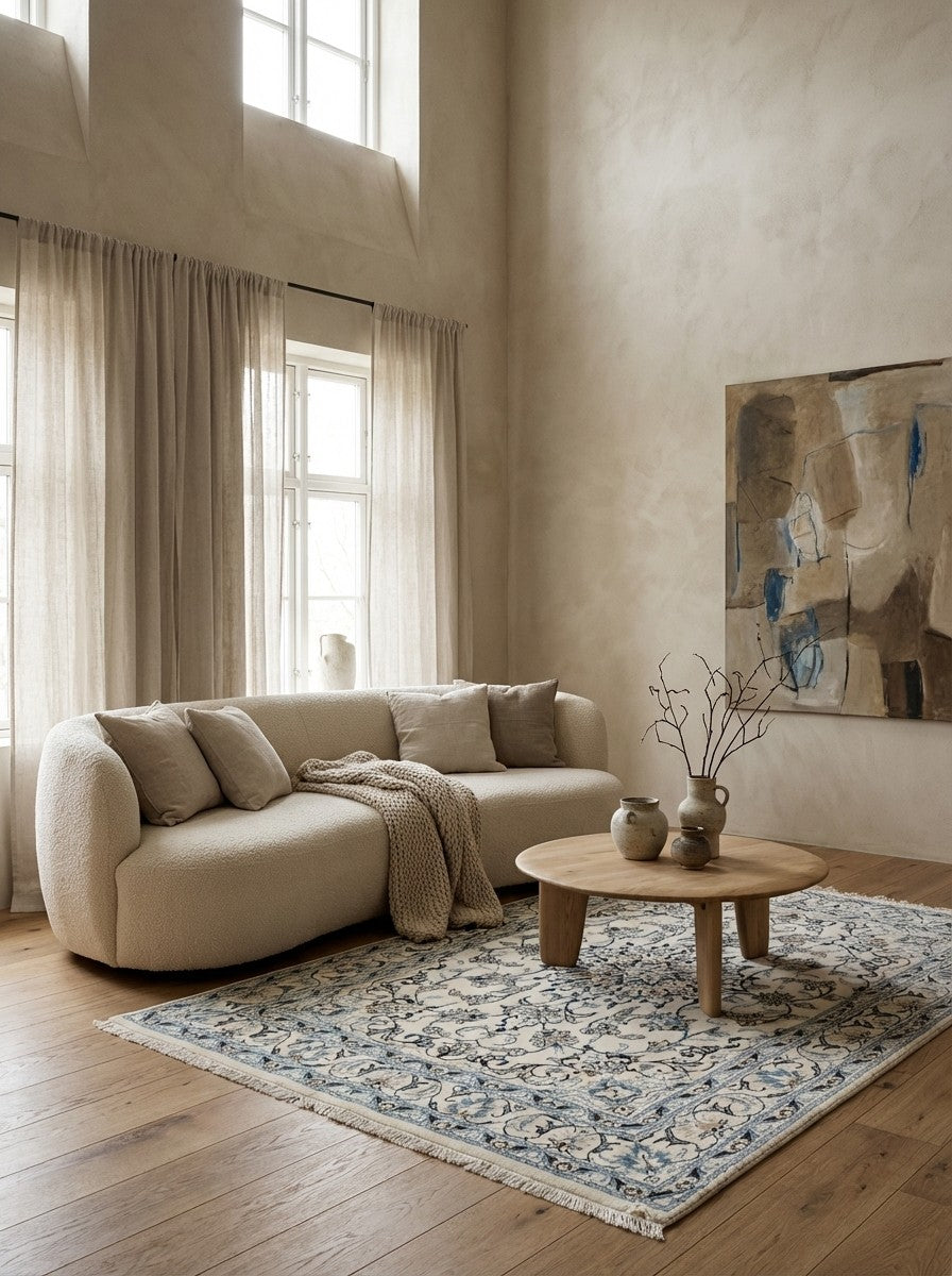 Nain 12La — Hand-knotted, 149x204 cm, Beige, 100% Virgin Wool | Detail view