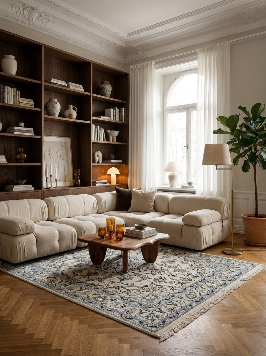 Nain 12La — Hand-knotted, 149x204 cm, Beige, 100% Virgin Wool | Back view