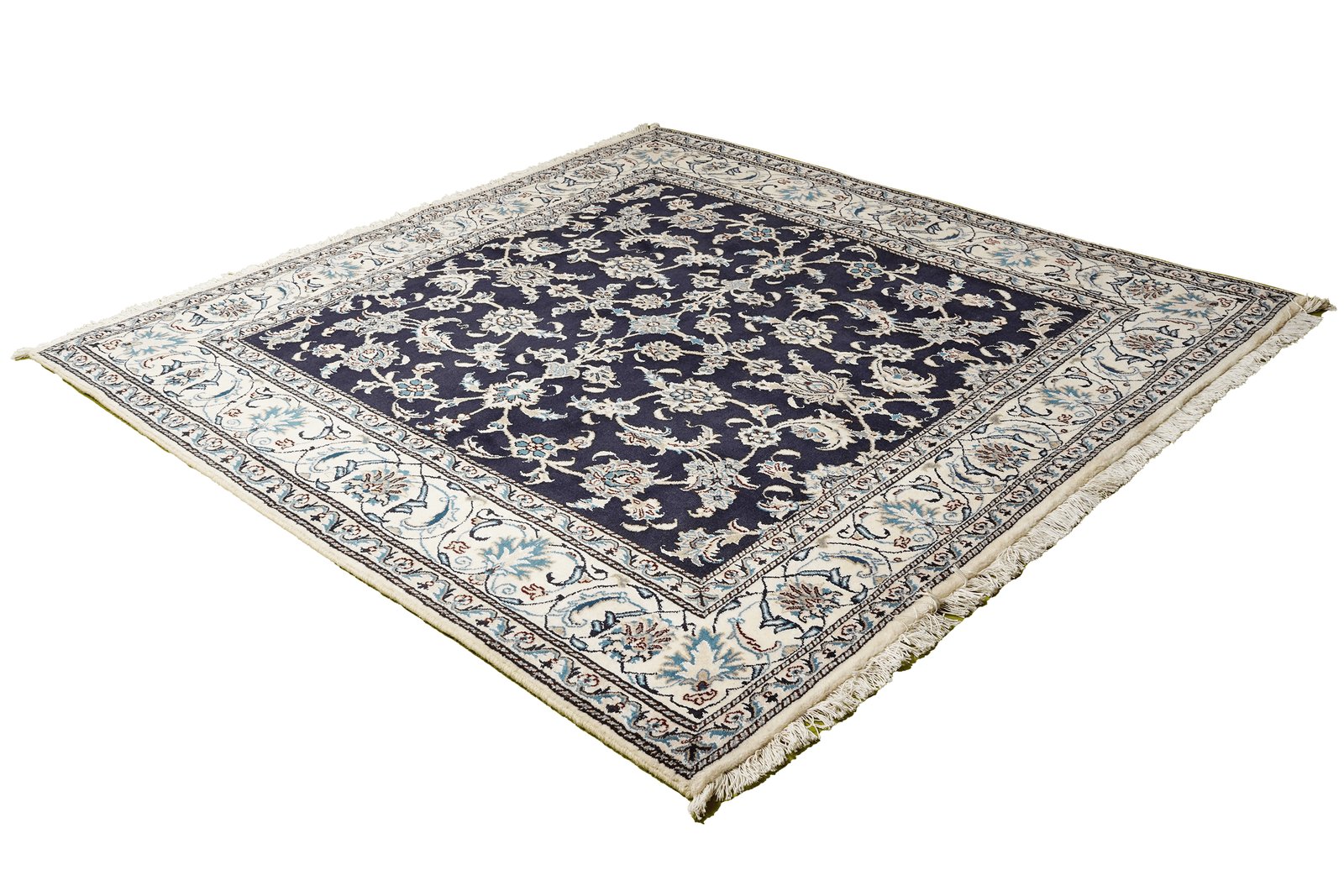 Nain 12La — Hand-knotted, 200x206 cm, Blue, 100% Virgin Wool | View 4