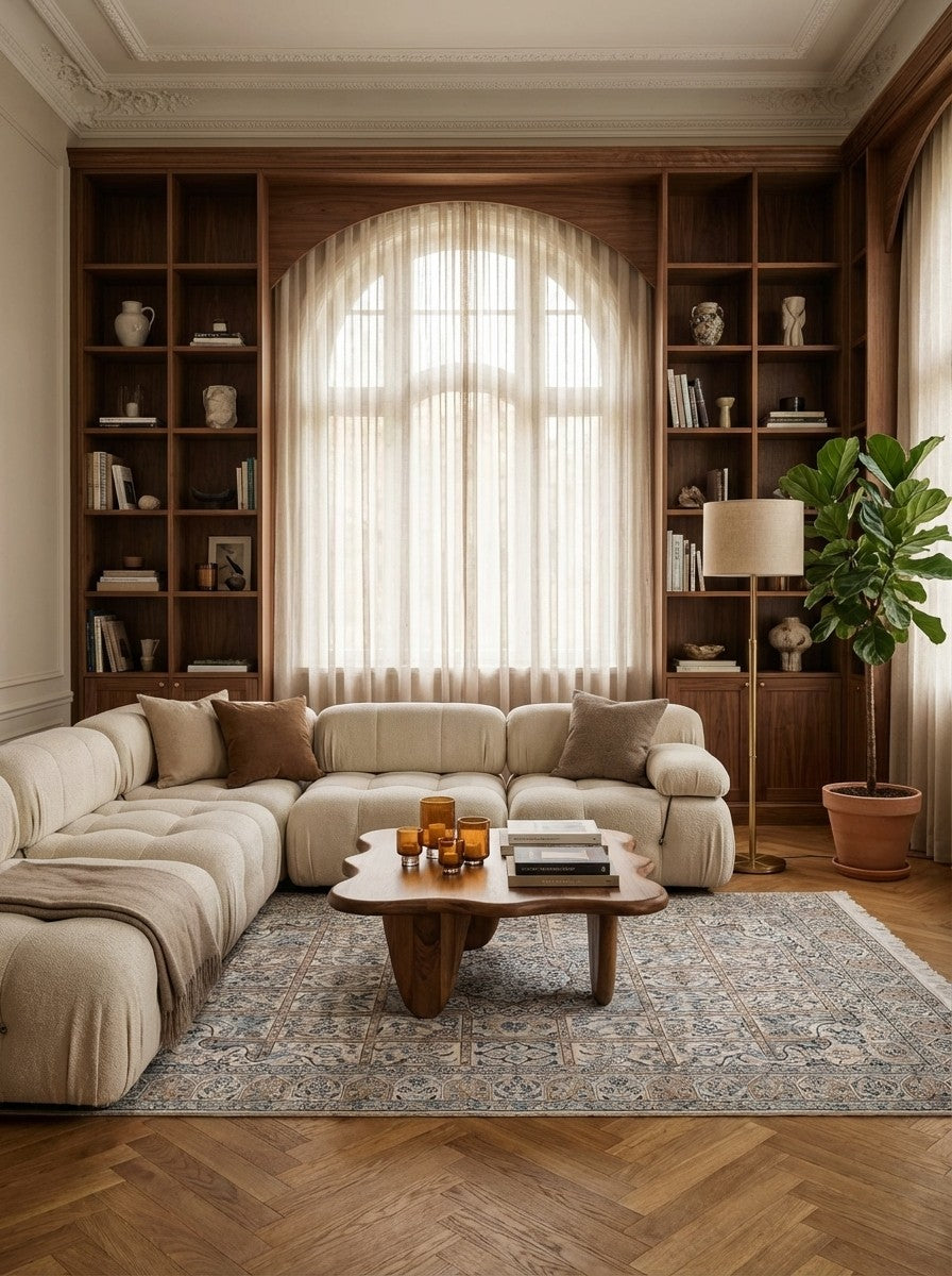 Nain 9La — Hand-knotted, 146x235 cm, Beige, 100% Virgin Wool | Back view