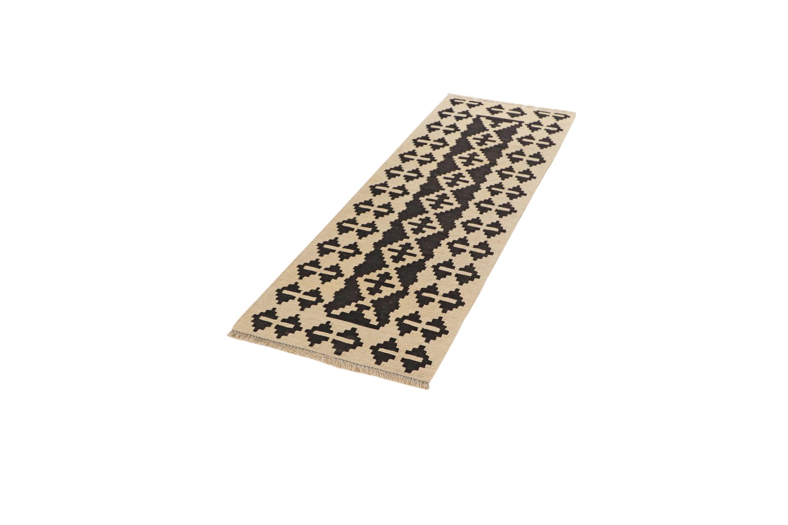 Kelim Gashgai — Handmade, 64x198 cm, Black, 100% Virgin Wool | View 5