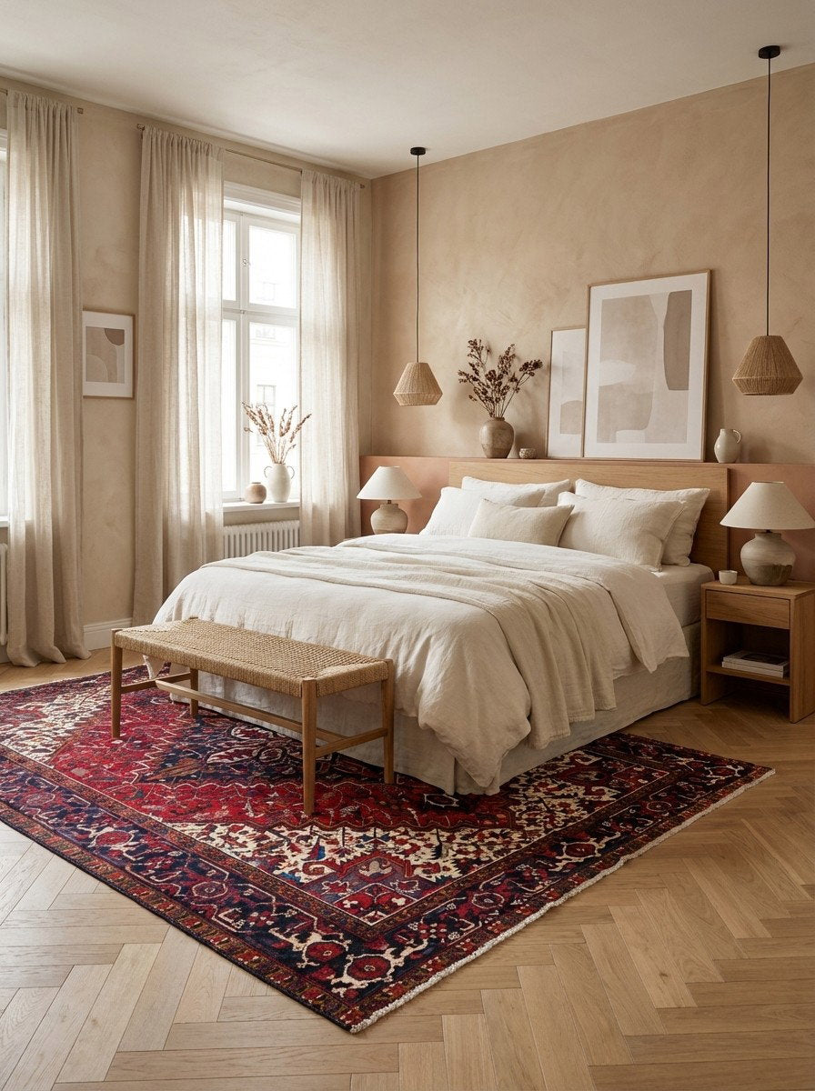 Mehrewan — Handgefertigt, 290x205 cm, Blau, 100% Virgin Wool | Detail view