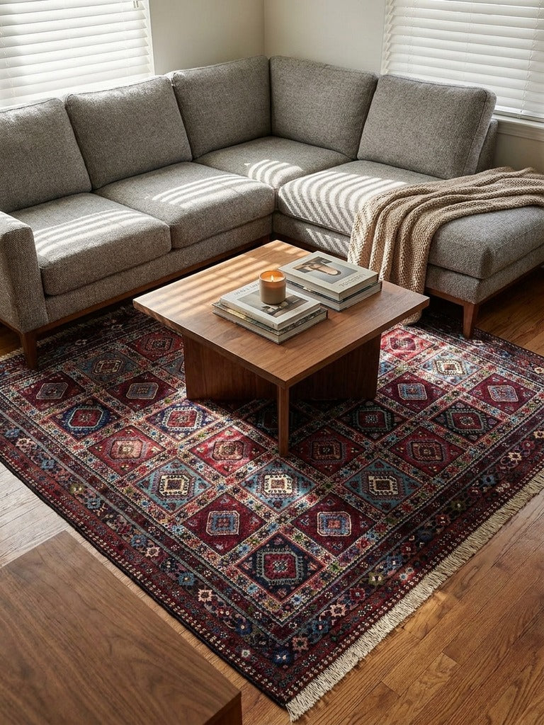 Yalameh — Hand-knotted, 203x197 cm, Multicolor, 100% Virgin Wool | Back view