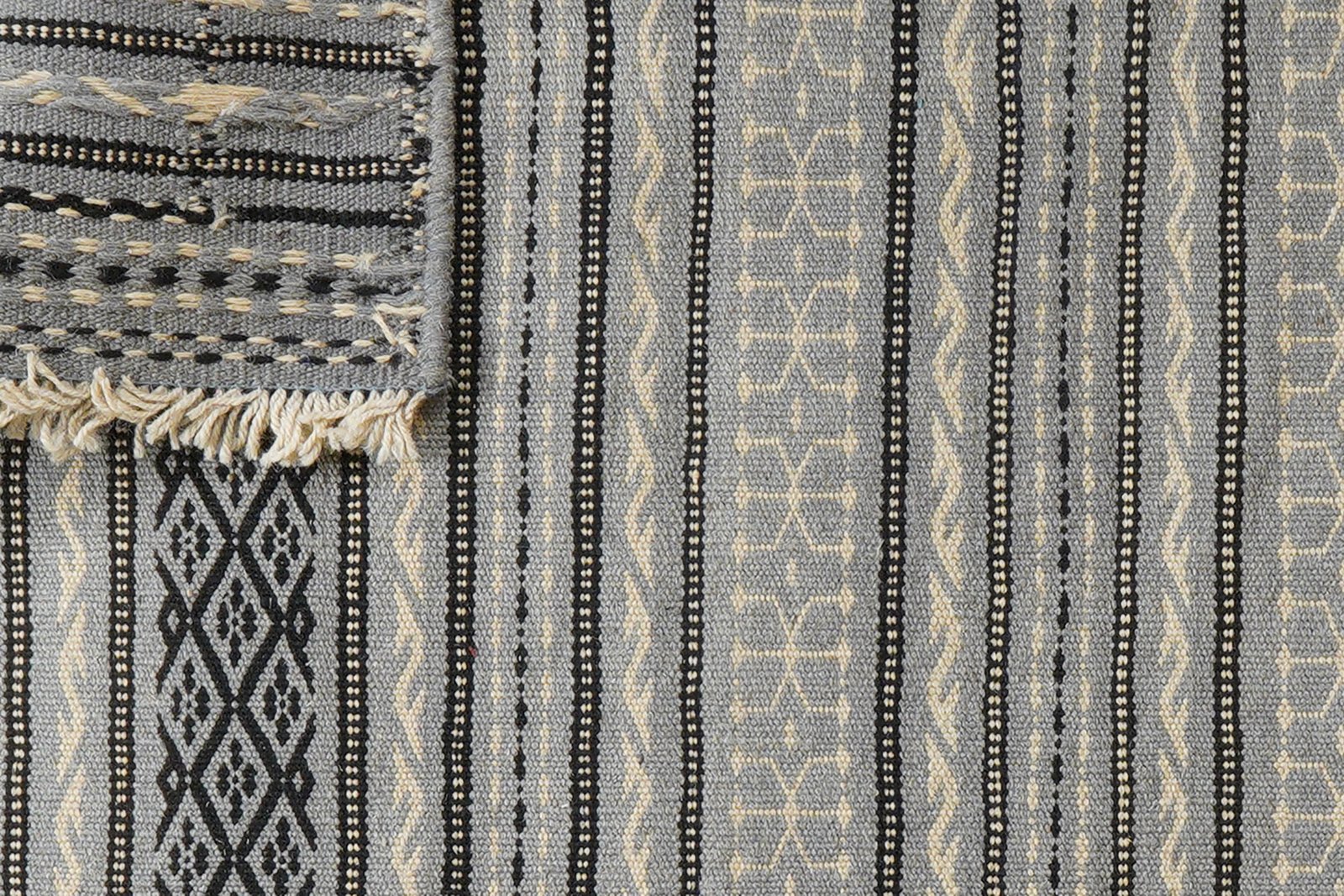 Kelim Kordi — Handmade, 83x121 cm, Grey, 100% Virgin Wool | View 7