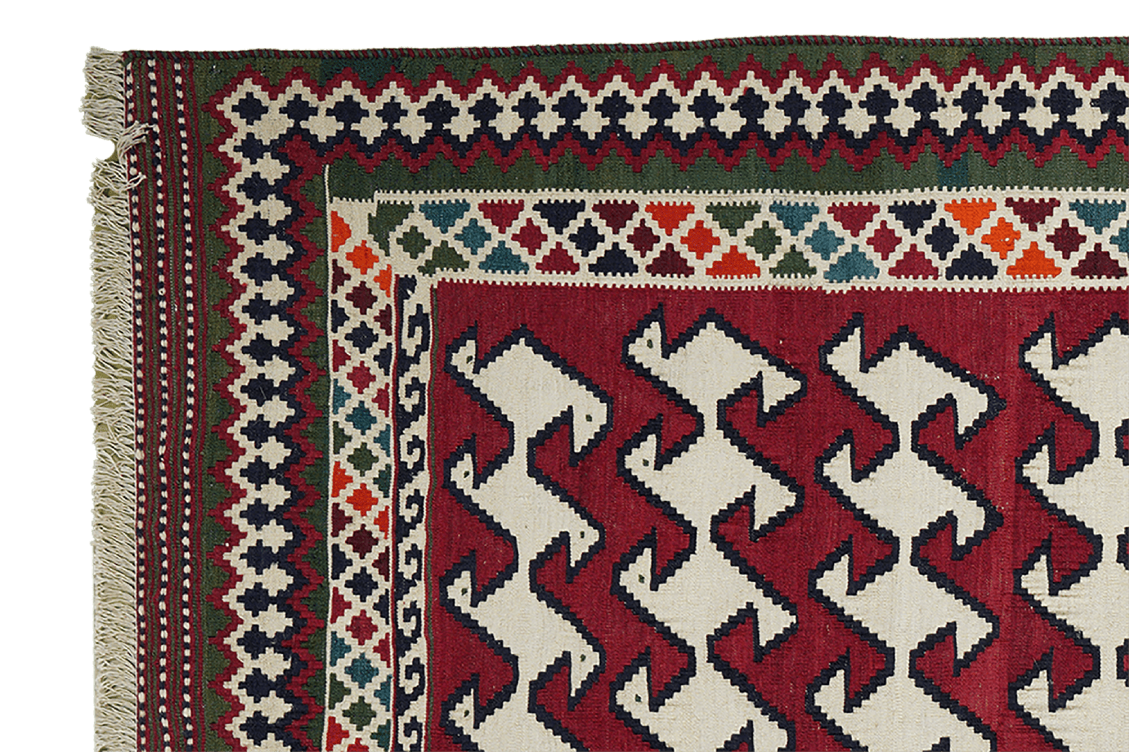 Kelim Gashgai Old — Handmade, 159x222 cm, Red, 100% Virgin Wool | View 3