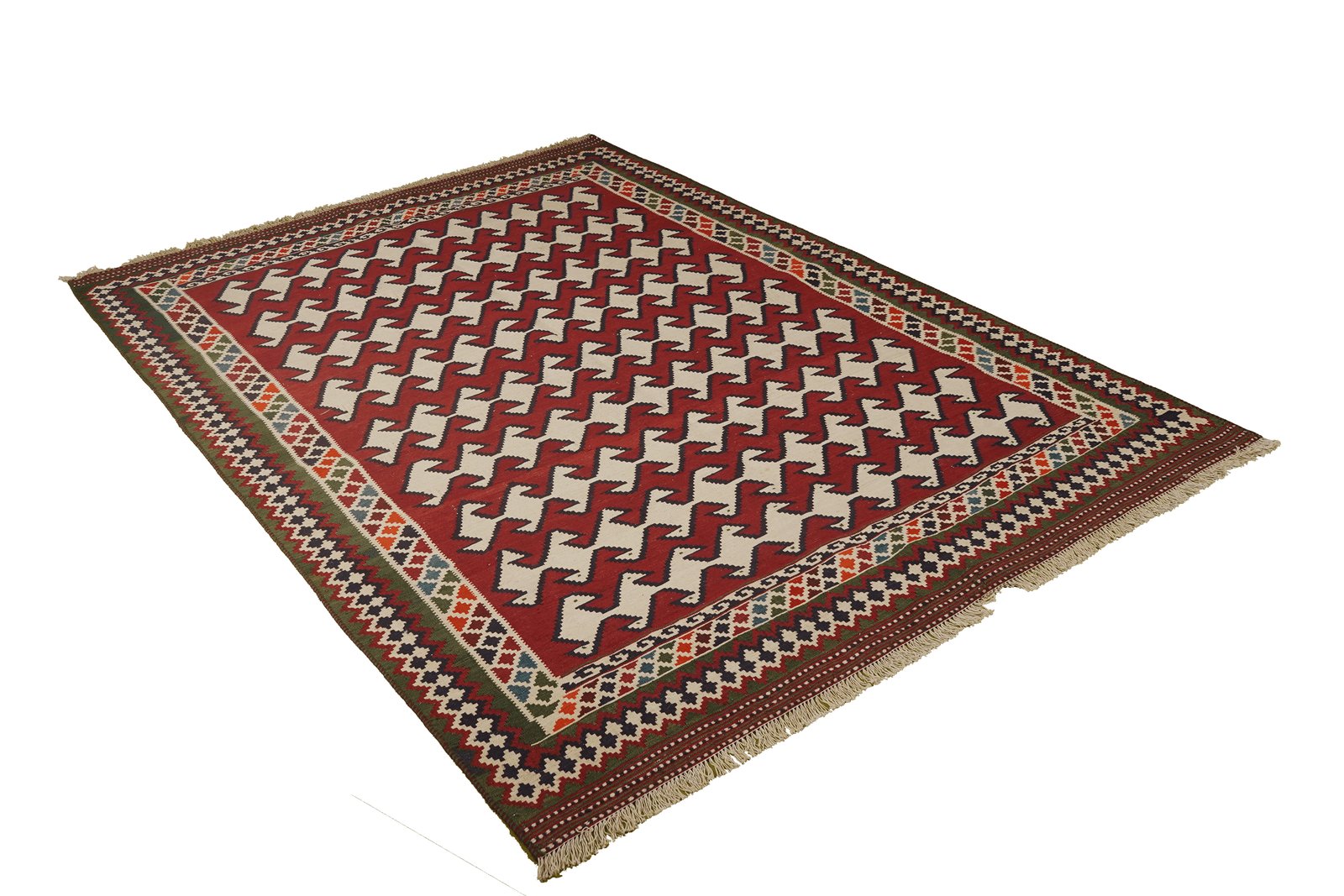 Kelim Gashgai Old — Handmade, 159x222 cm, Red, 100% Virgin Wool | View 4