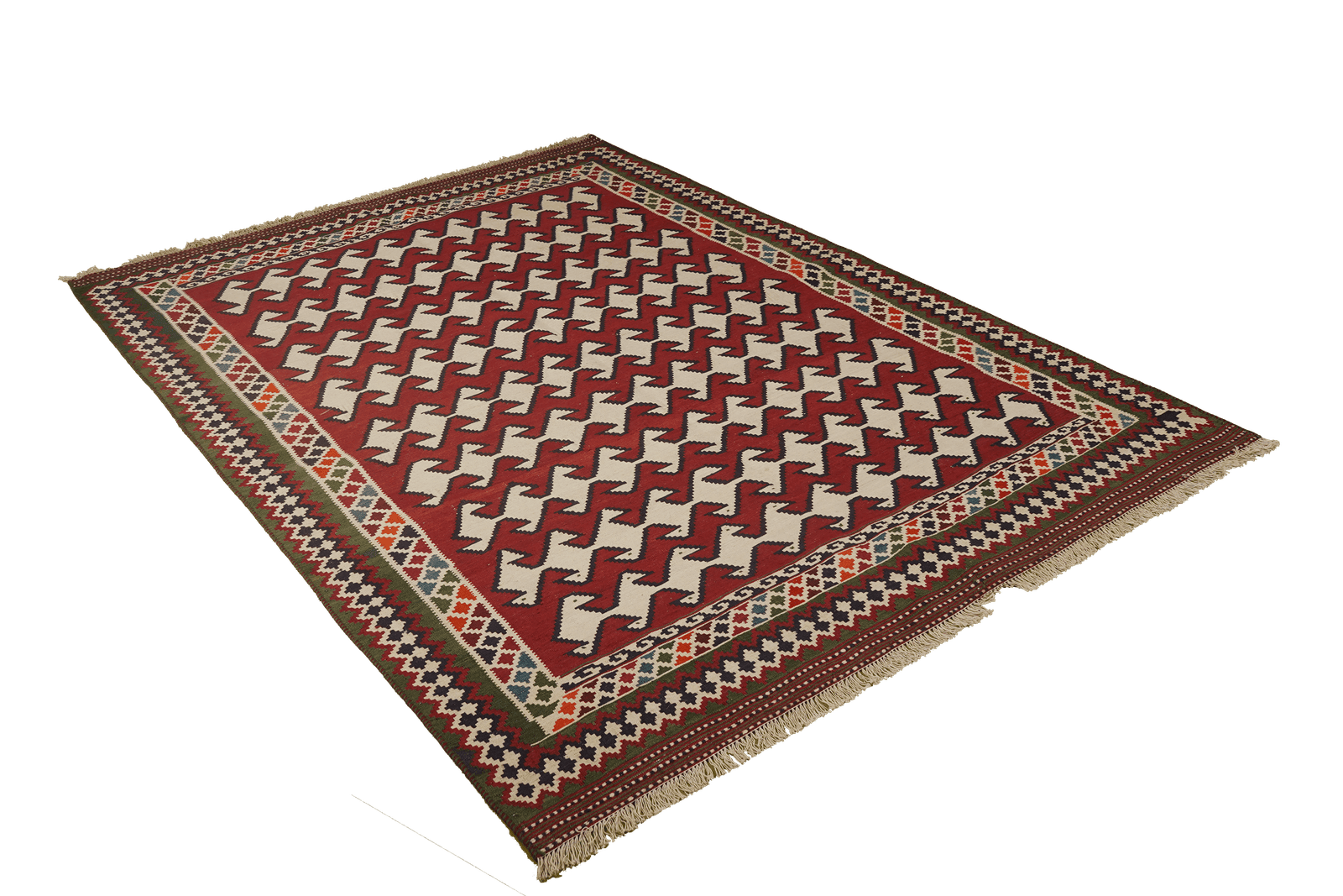 Kelim Gashgai Old — Handmade, 159x222 cm, Red, 100% Virgin Wool | View 4