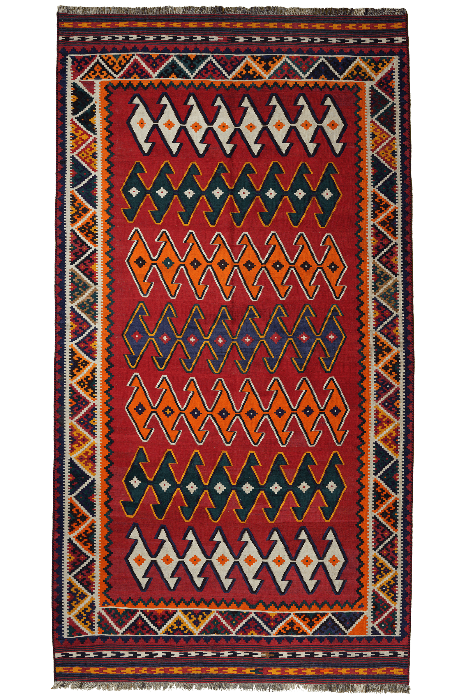 Kelim Gashgai Old — Handmade, 165x310 cm, Red, 100% Virgin Wool | Main view