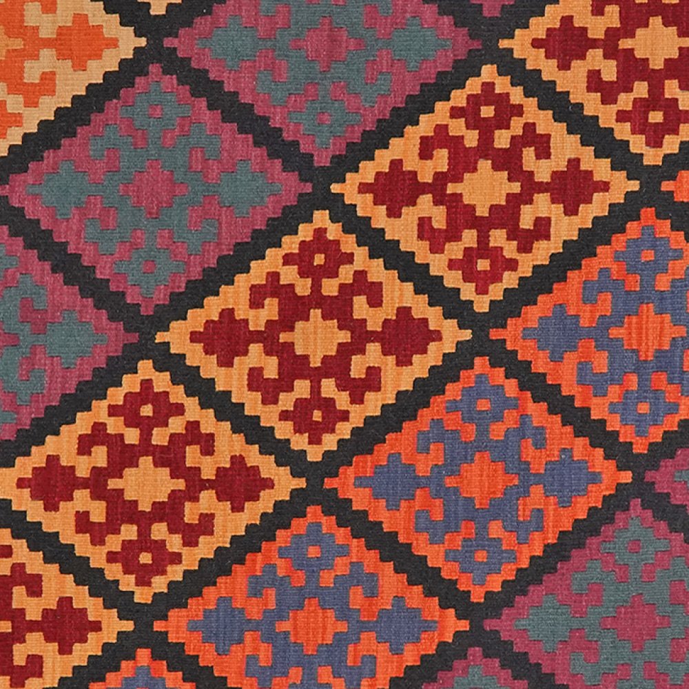 Kelim Gashgai — Handmade, 126x189 cm, Black, 100% Virgin Wool | View 4