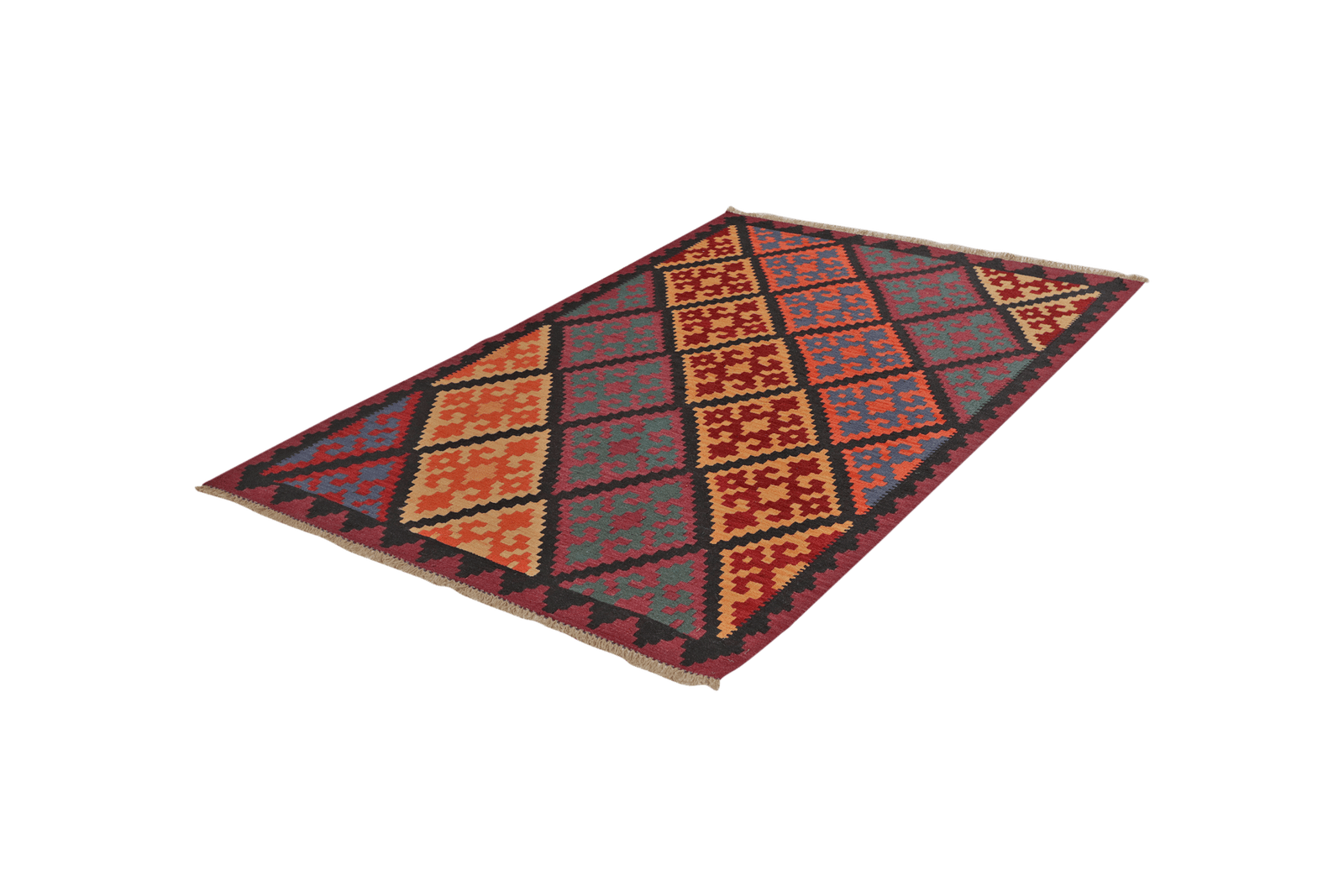 Kelim Gashgai — Handmade, 126x189 cm, Black, 100% Virgin Wool | View 5