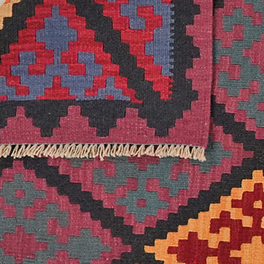 Kelim Gashgai — Handmade, 126x189 cm, Black, 100% Virgin Wool | View 6