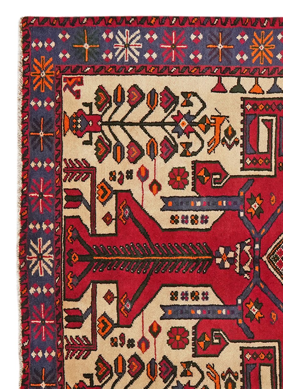 Shahsavan — Hand-knotted, 141x212 cm, Red, 100% Virgin Wool | View 3