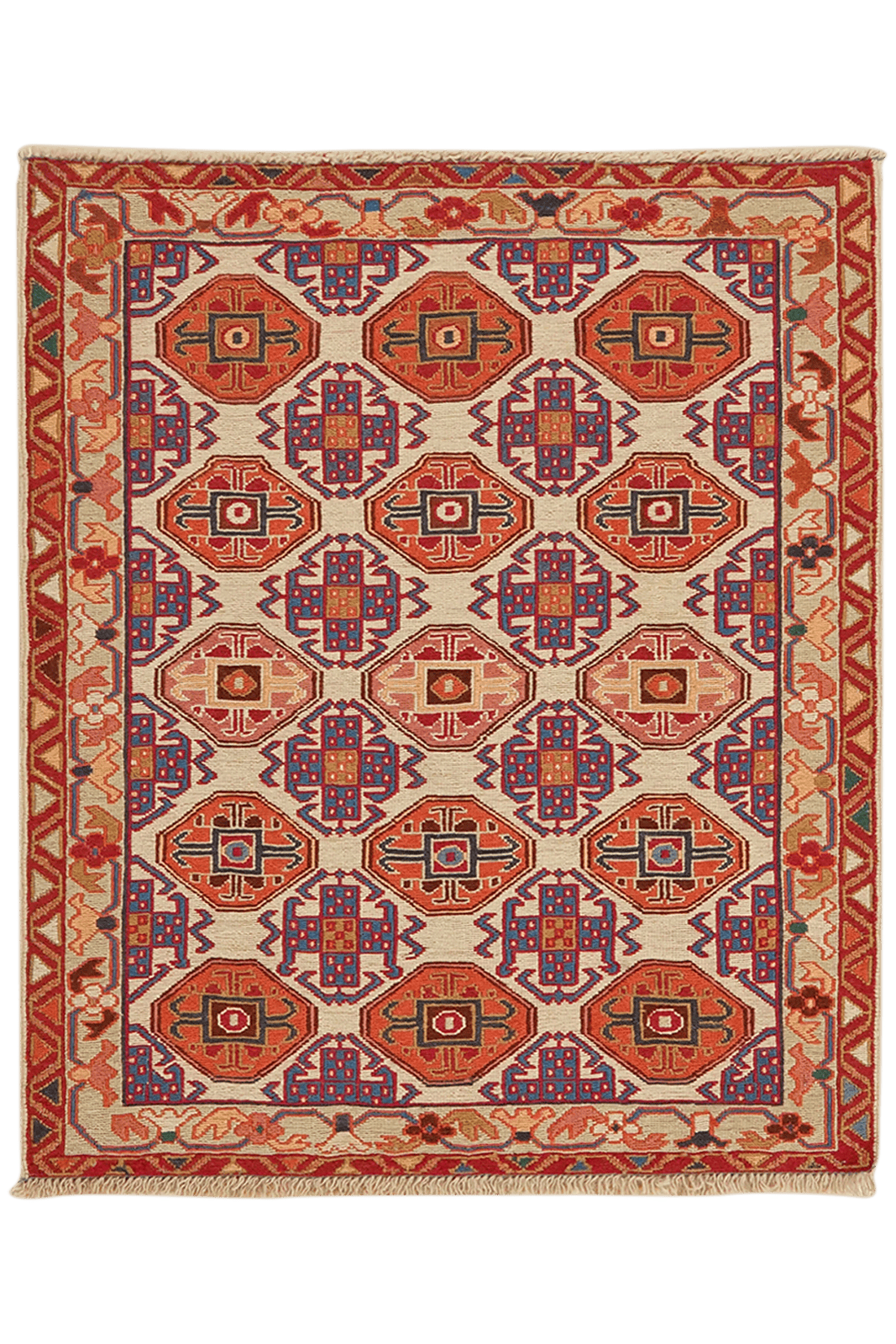 Sumak Shahsavan — Handmade, 80x95 cm, Beige, 100% Virgin Wool | Main view