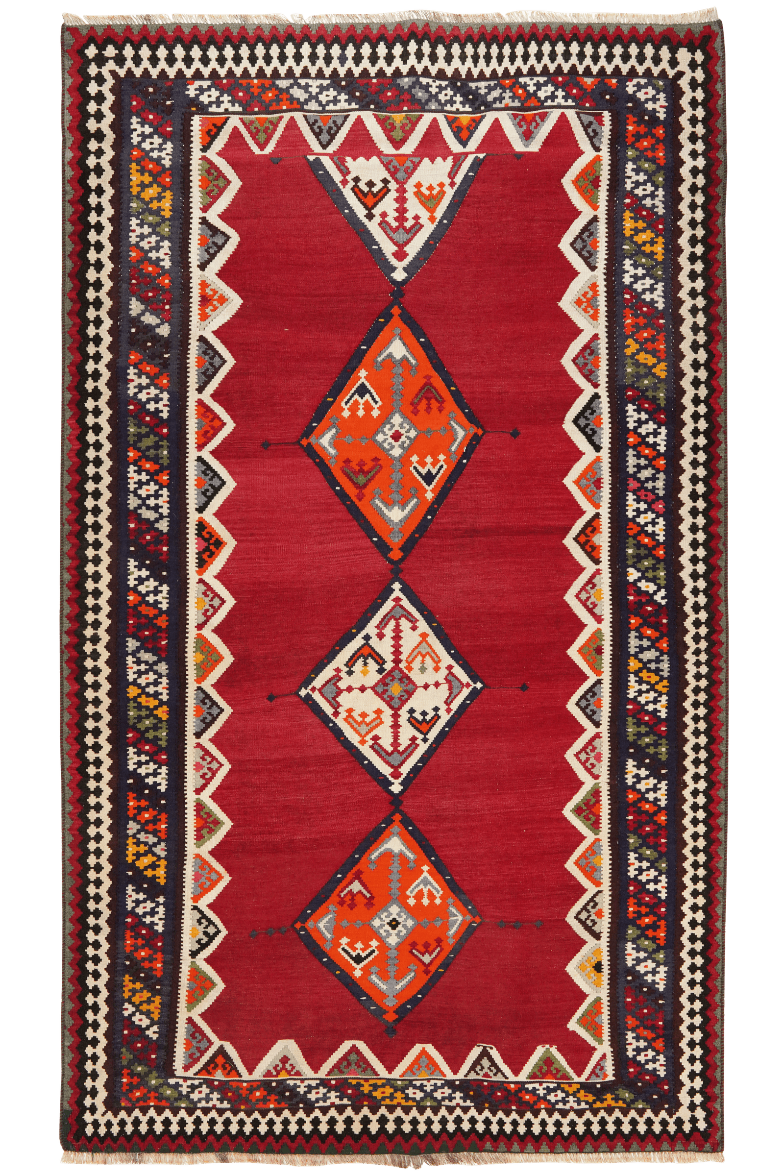 Kelim Gashgai Old — Handmade, 161x279 cm, Red, 100% Virgin Wool | Main view