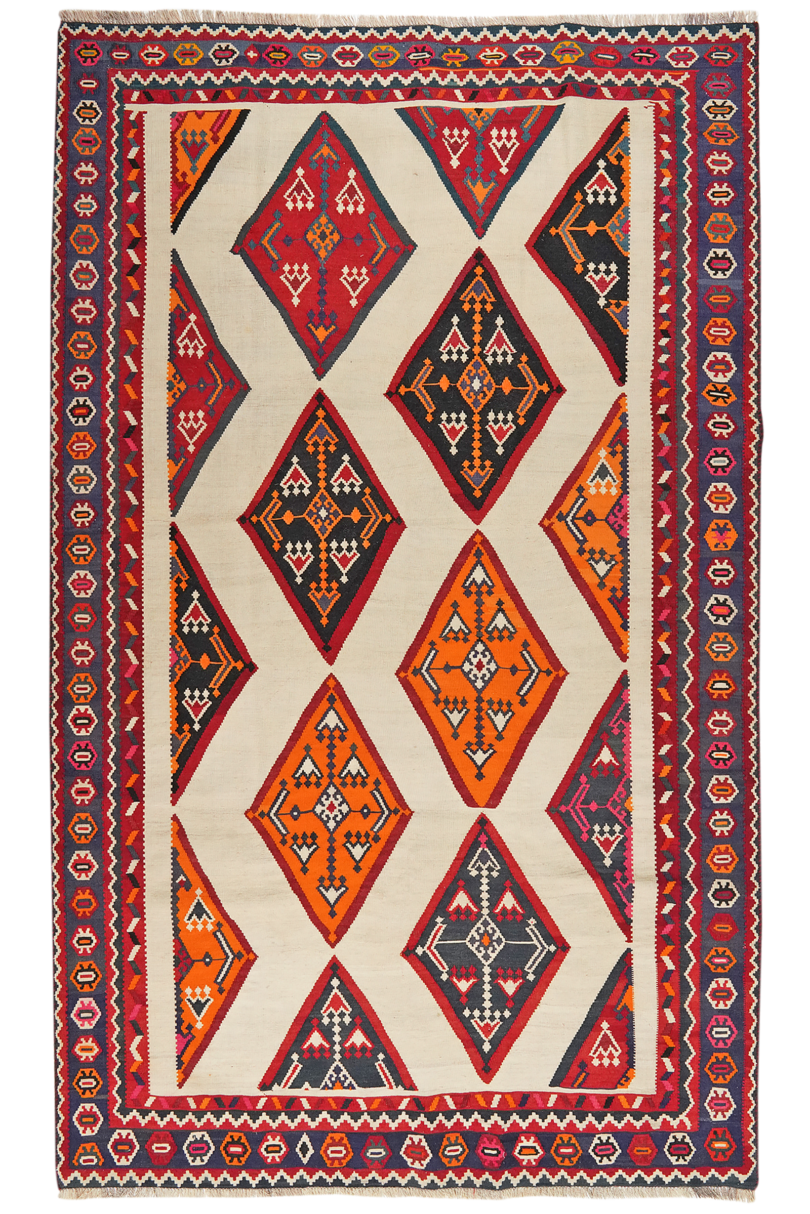 Kelim Gashgai Old — Handgefertigt, 280x170 cm, Blau, 100% Virgin Wool | Main view